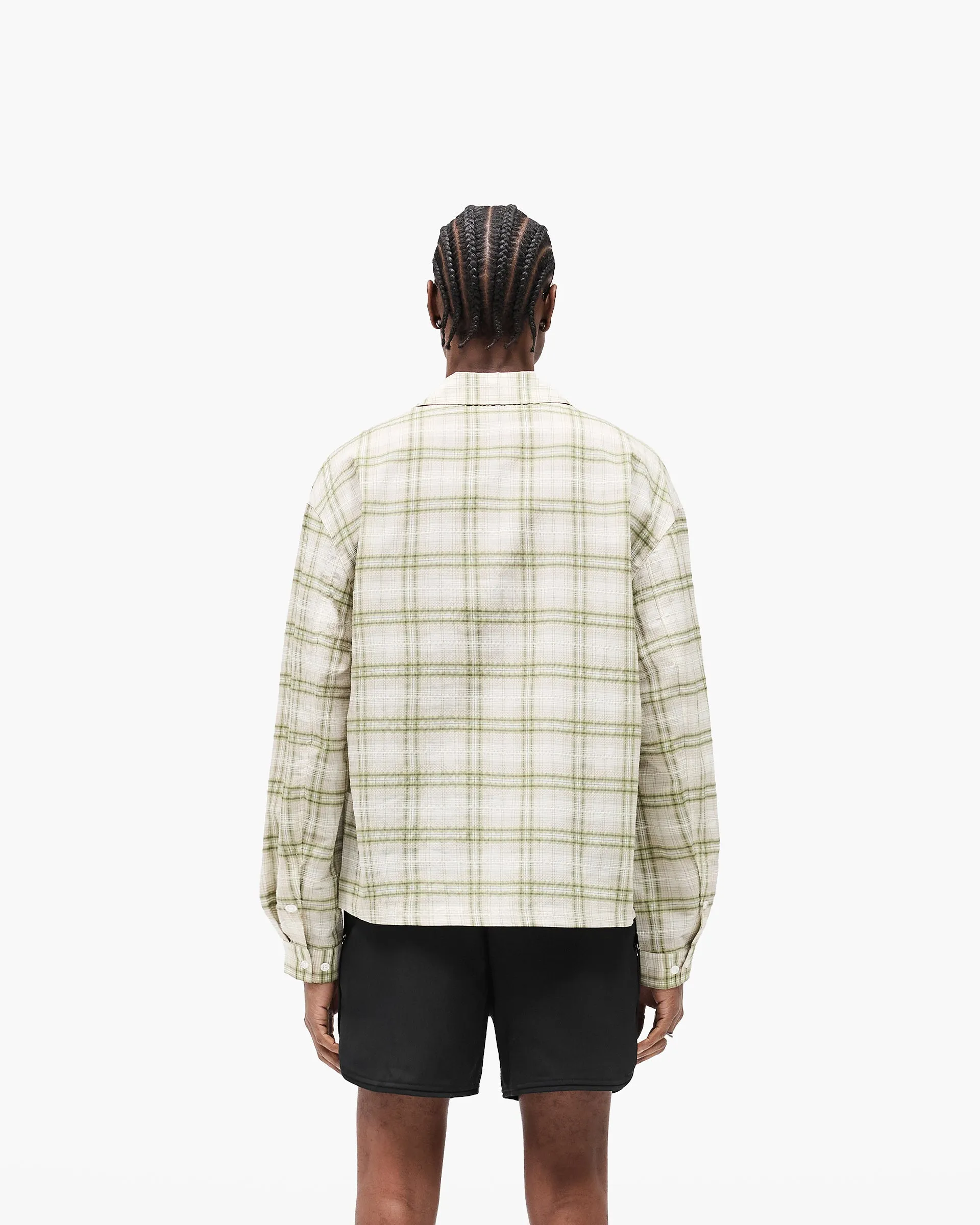 Sheer Long Sleeve Flannel Shirt - Green sold by Represent product image thumbnail 4