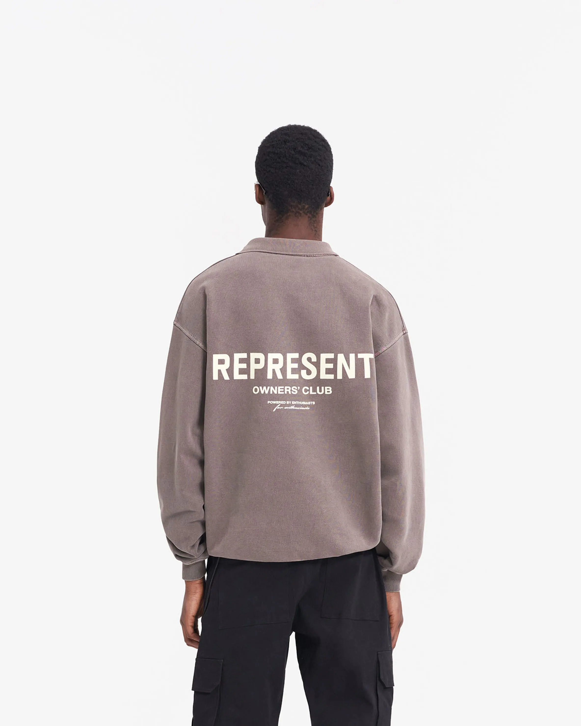 Represent Owners Club Long Sleeve Polo Sweater - Fog sold by Represent product image thumbnail 5