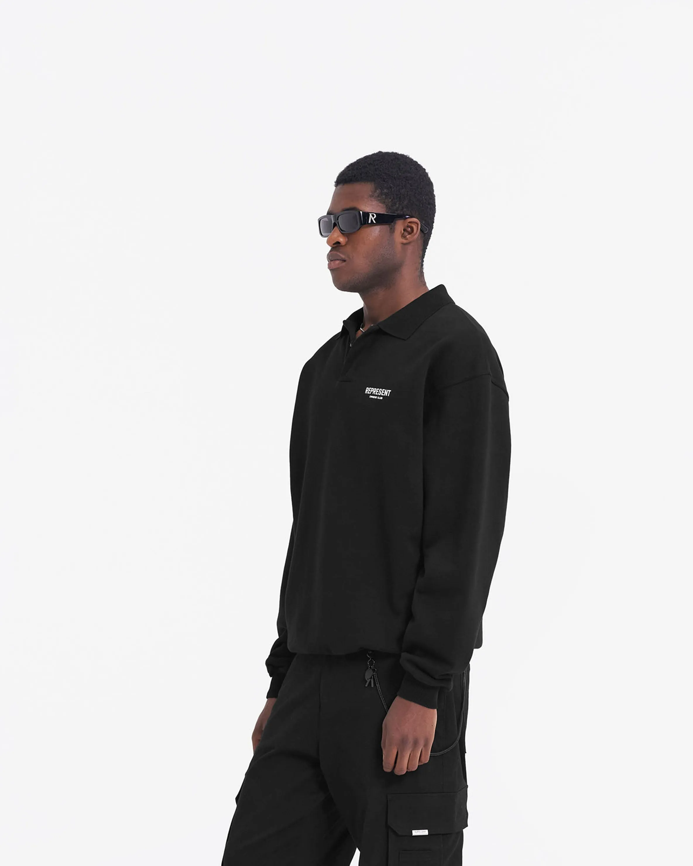 Represent Owners Club Long Sleeve Polo Sweater - Black sold by Represent product image thumbnail 4