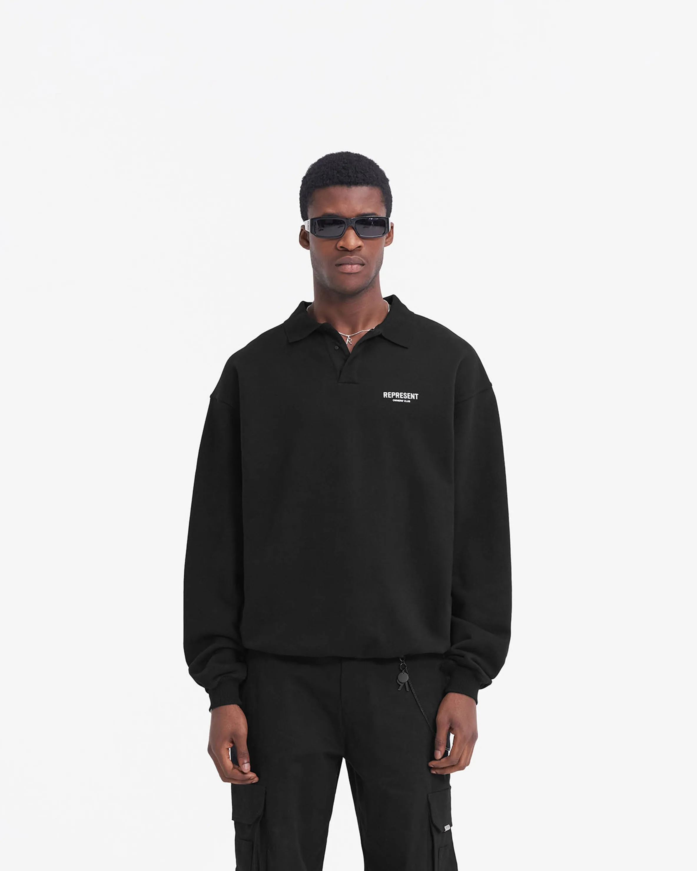 Represent Owners Club Long Sleeve Polo Sweater - Black sold by Represent product image thumbnail 3
