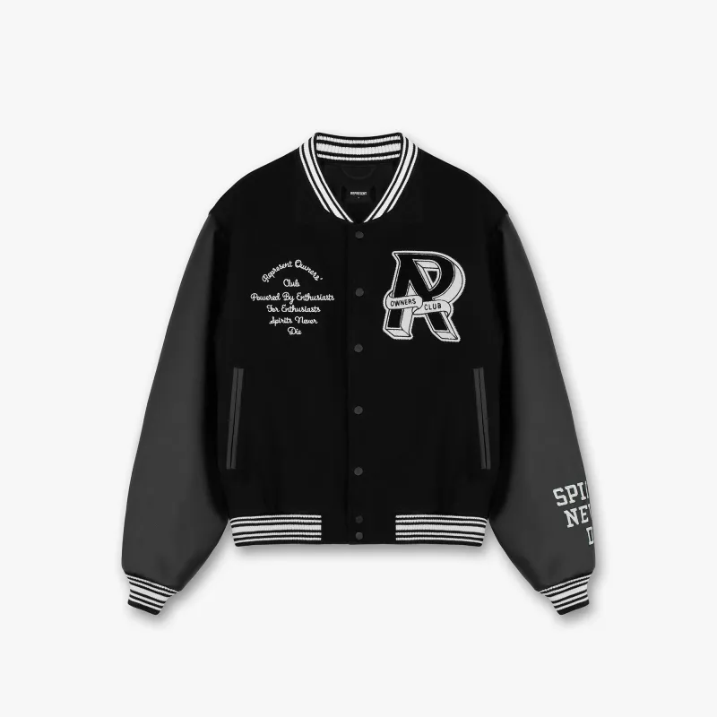 Represent Owners Club Varsity Jacket - Black sold by Represent