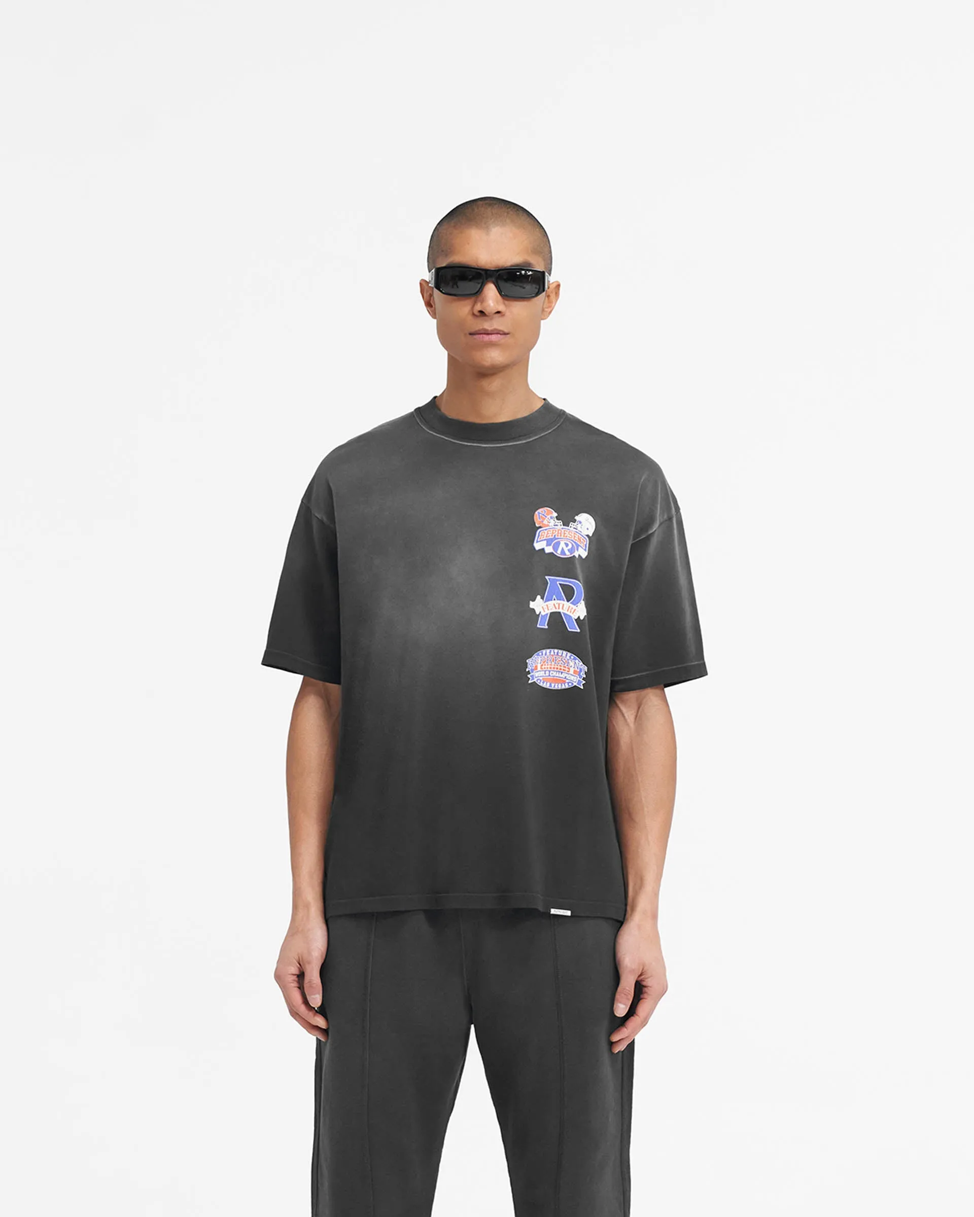 Represent X Feature Multi Logo T-Shirt - Stained Black sold by Represent product image thumbnail 3