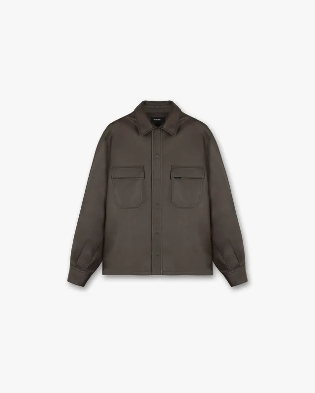 Leather Overshirt - Dark Oak sold by Represent