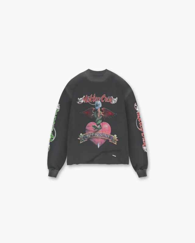 Represent x Mötley Crüe™️ Without You Long Sleeve T-Shirt - Aged Black sold by Represent