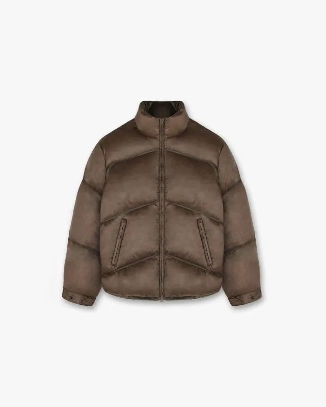 Washed Puffer Jacket - Brown sold by Represent