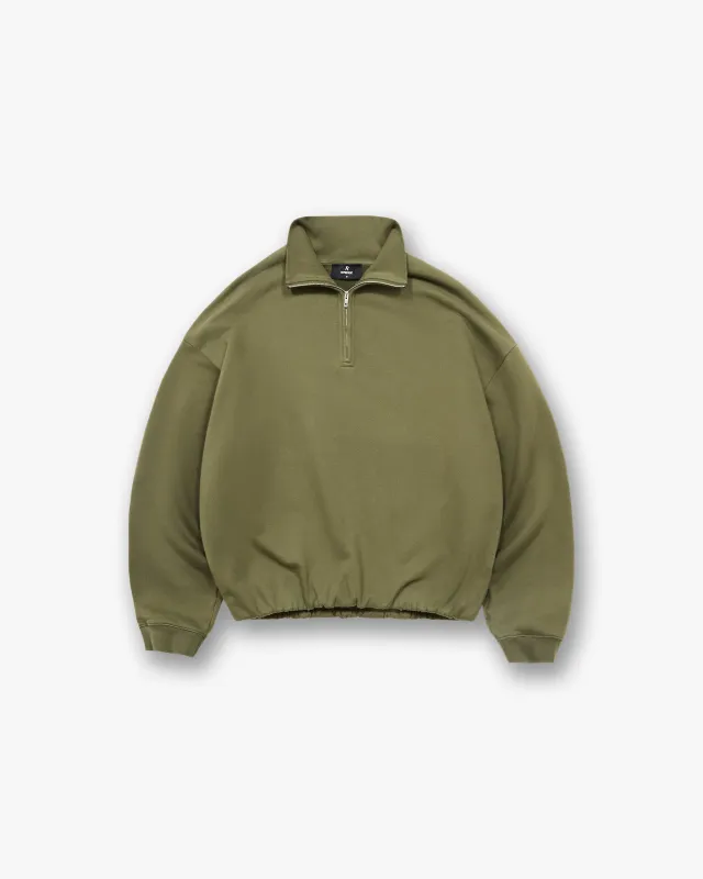 Initial Funnel Neck Quarter Zip Sweatshirt - Army Green sold by Represent