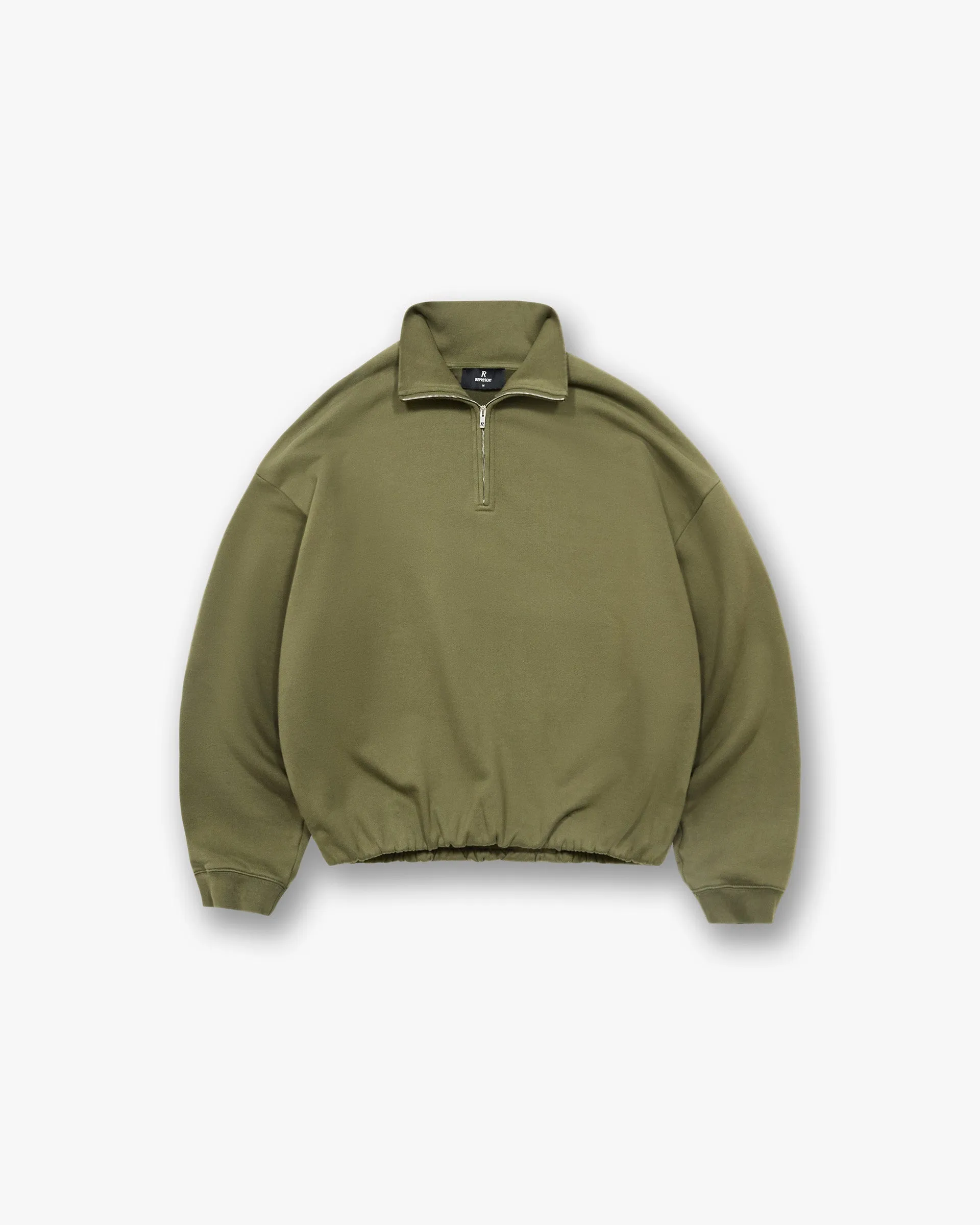 Initial Funnel Neck Quarter Zip Sweatshirt - Army Green sold by Represent