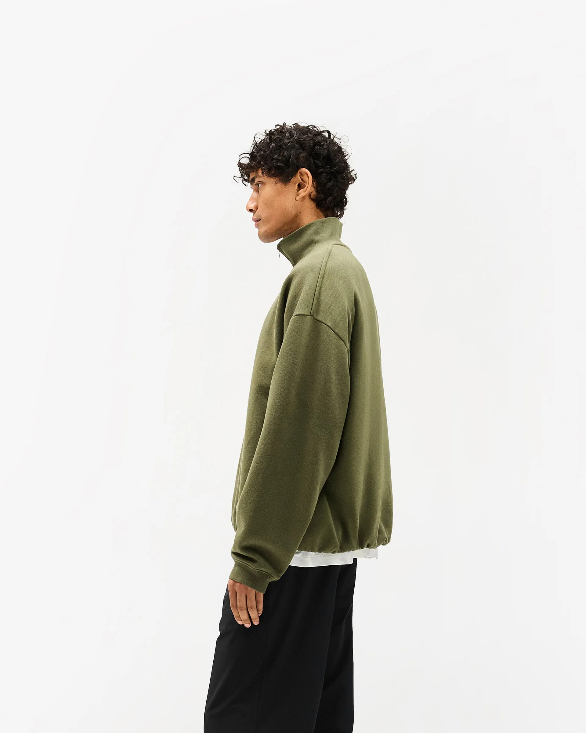 Initial Funnel Neck Quarter Zip Sweatshirt - Army Green sold by Represent product image thumbnail 4