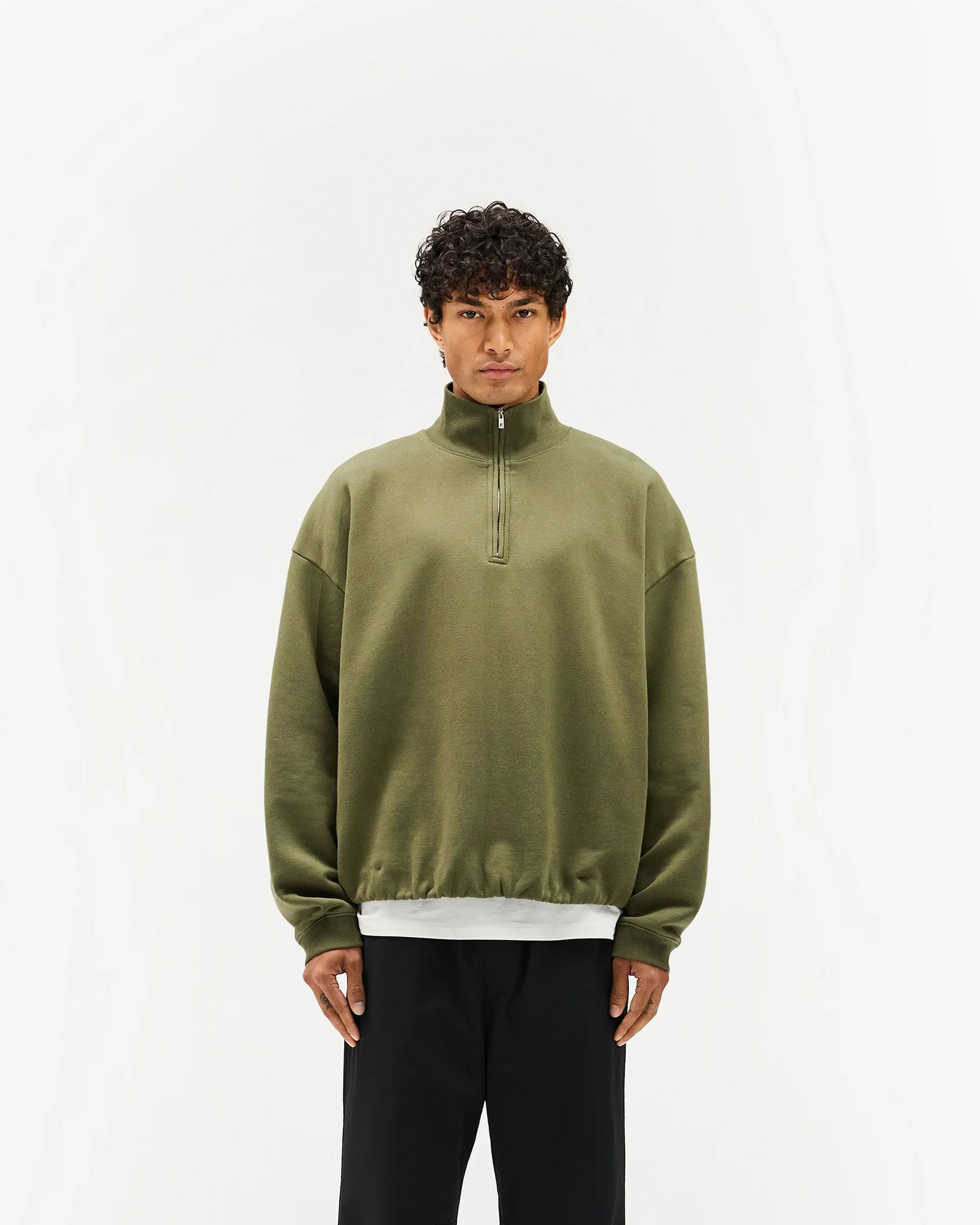 Initial Funnel Neck Quarter Zip Sweatshirt - Army Green sold by Represent product image thumbnail 3