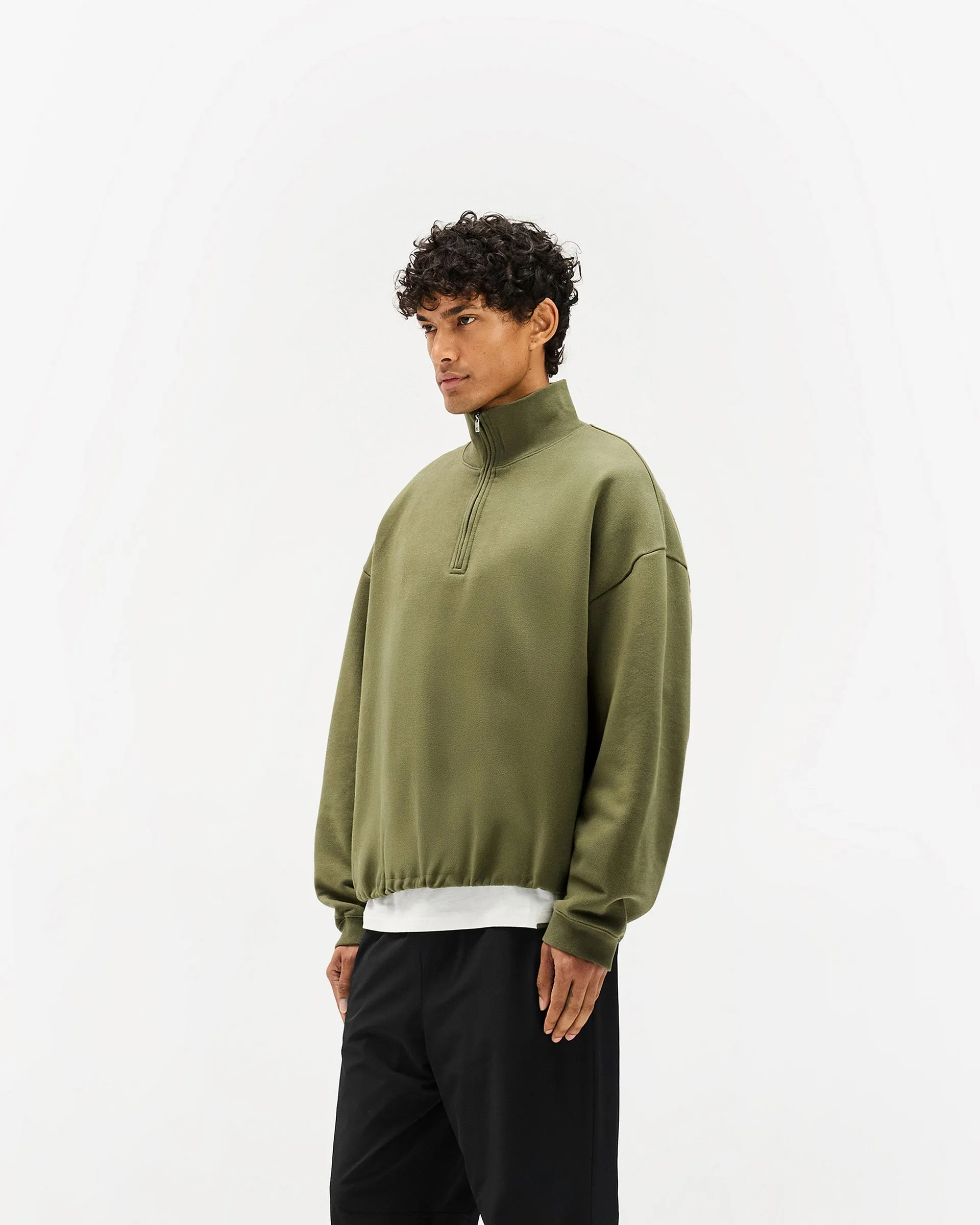 Initial Funnel Neck Quarter Zip Sweatshirt - Army Green sold by Represent product image thumbnail 2