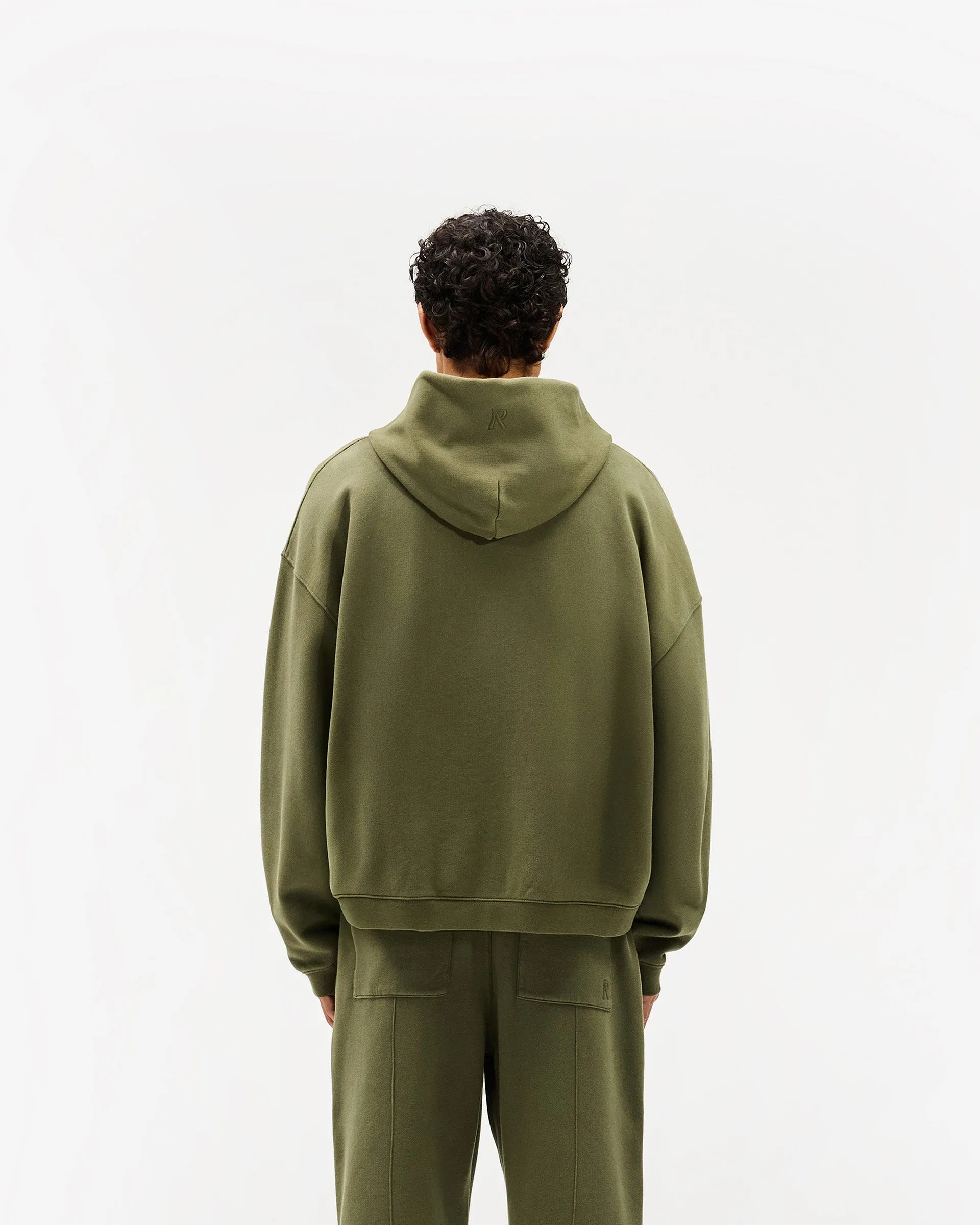 Initial Boxy Zip Through Hoodie - Army Green sold by Represent product image thumbnail 5