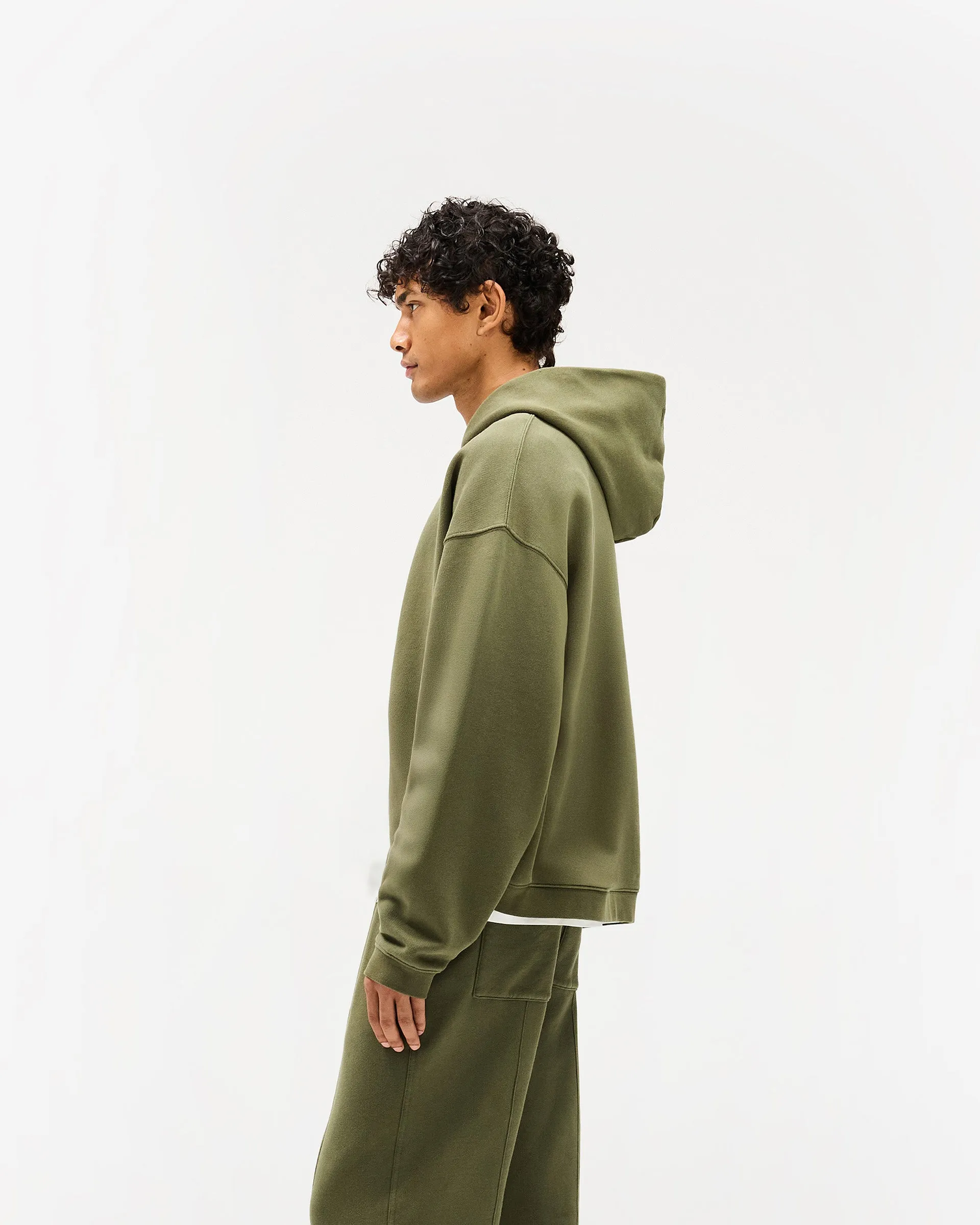 Initial Boxy Zip Through Hoodie - Army Green sold by Represent product image thumbnail 2