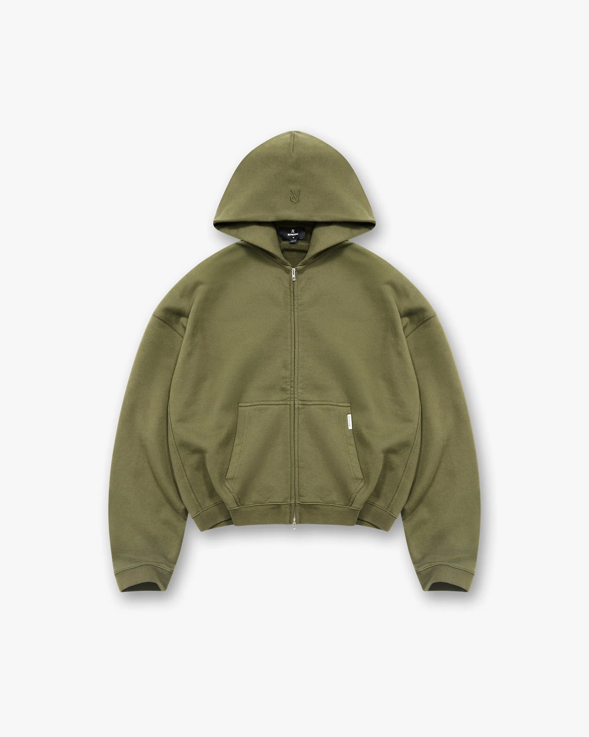 Initial Boxy Zip Through Hoodie - Army Green sold by Represent