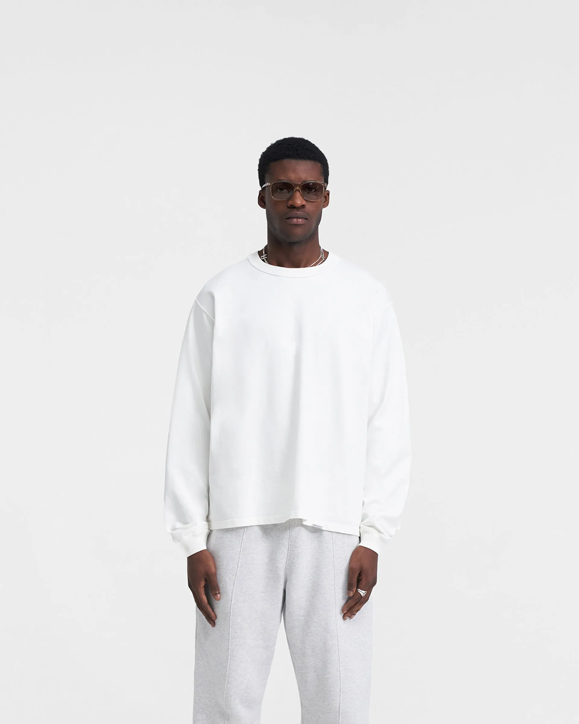 Heavyweight Initial Long Sleeve T-Shirt - Flat White sold by Represent product image thumbnail 3