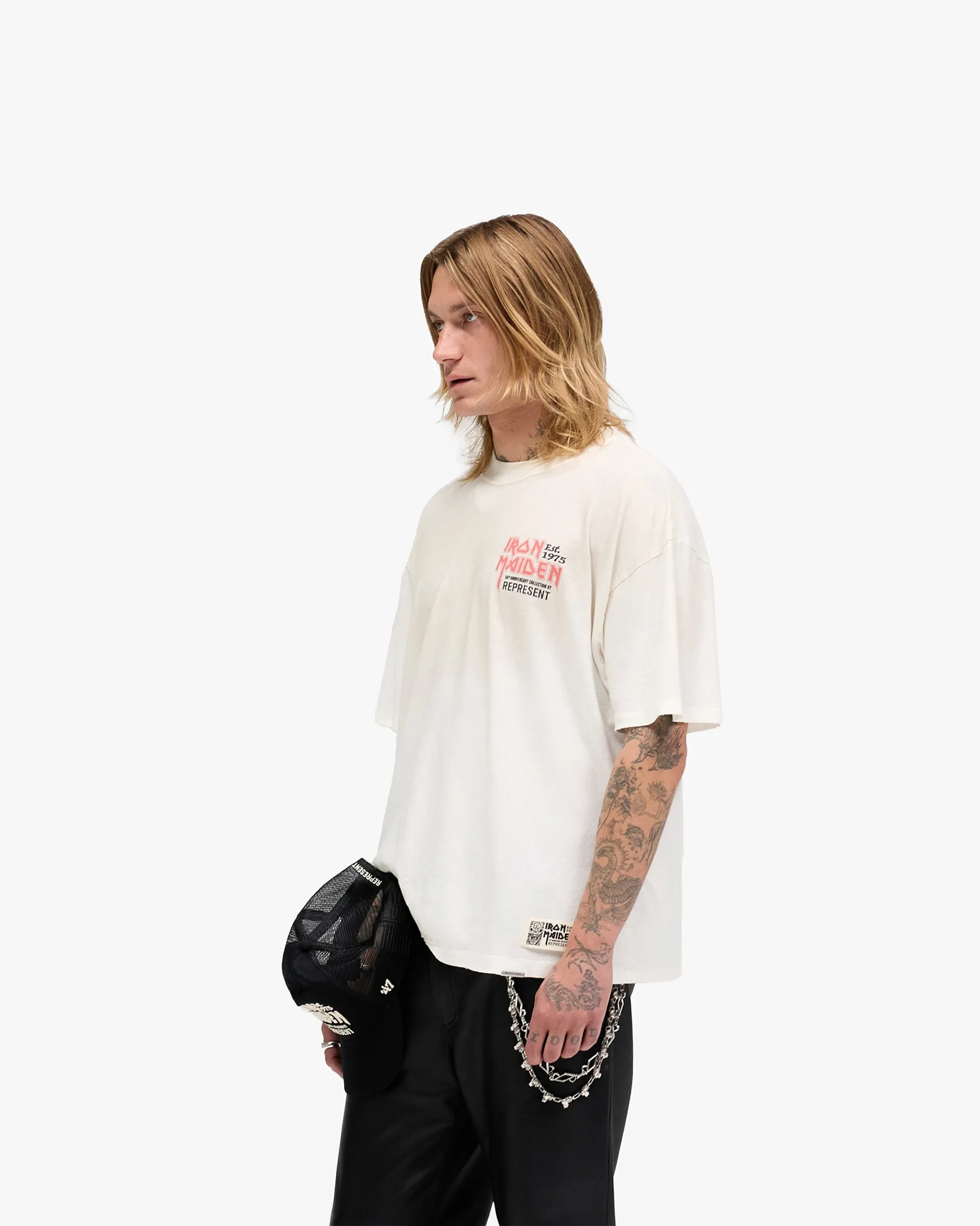 Represent X Iron Maiden Anniversary T-Shirt - Washed Ecru sold by Represent product image thumbnail 4