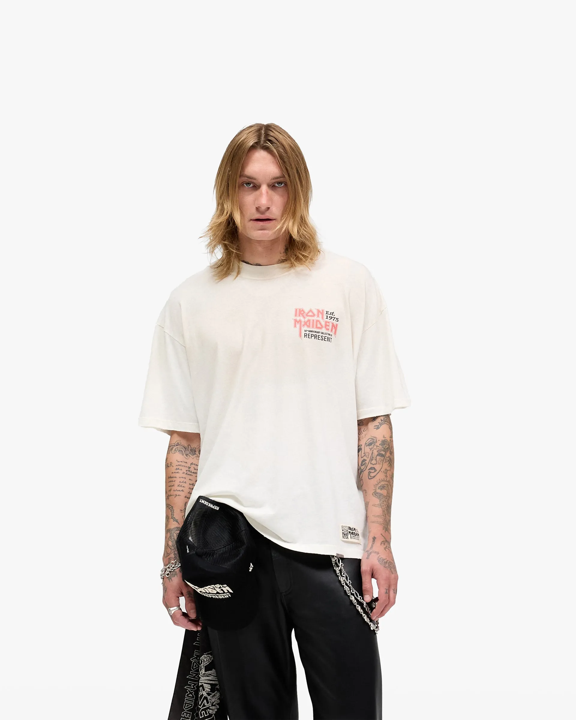 Represent X Iron Maiden Anniversary T-Shirt - Washed Ecru sold by Represent product image thumbnail 3