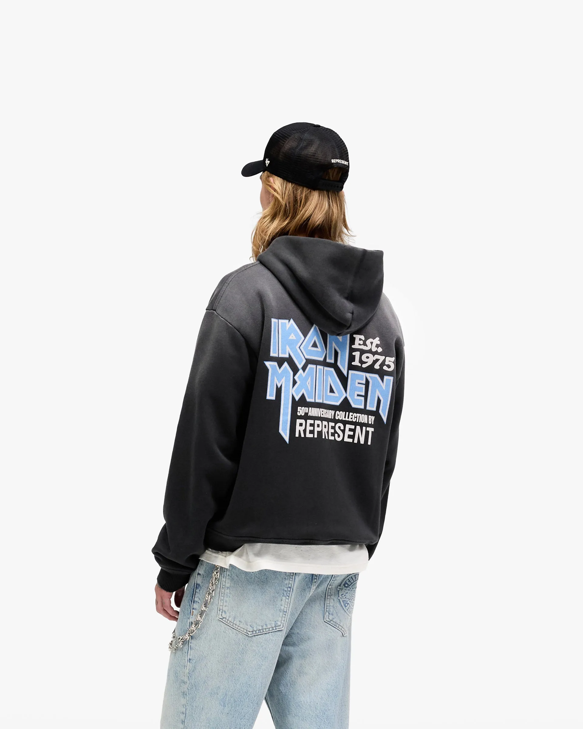 Represent X Iron Maiden Anniversary Zip Through Hoodie - Stained Black sold by Represent product image thumbnail 5