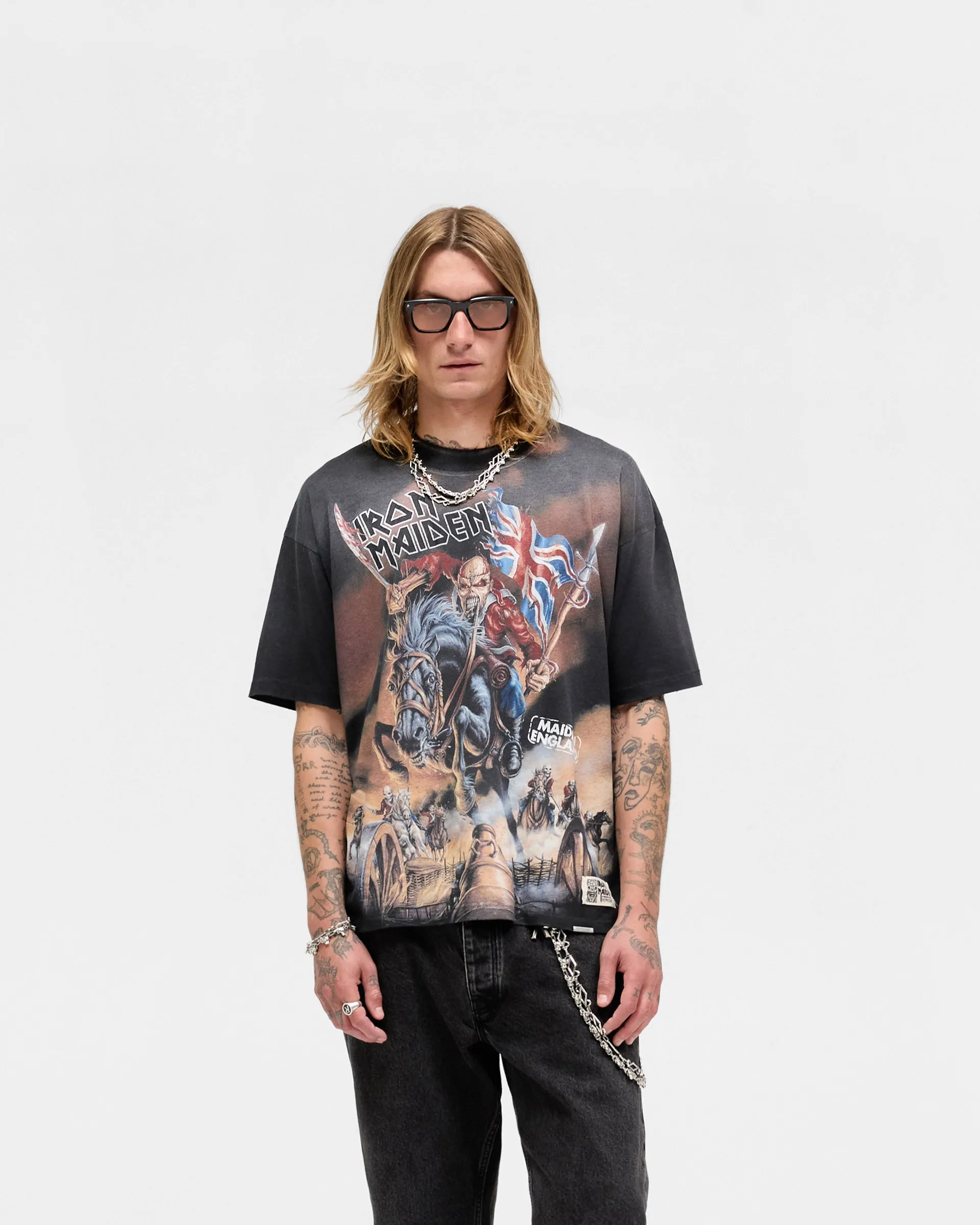 Represent X Iron Maiden Steed T-Shirt - Stained Black sold by Represent product image thumbnail 3