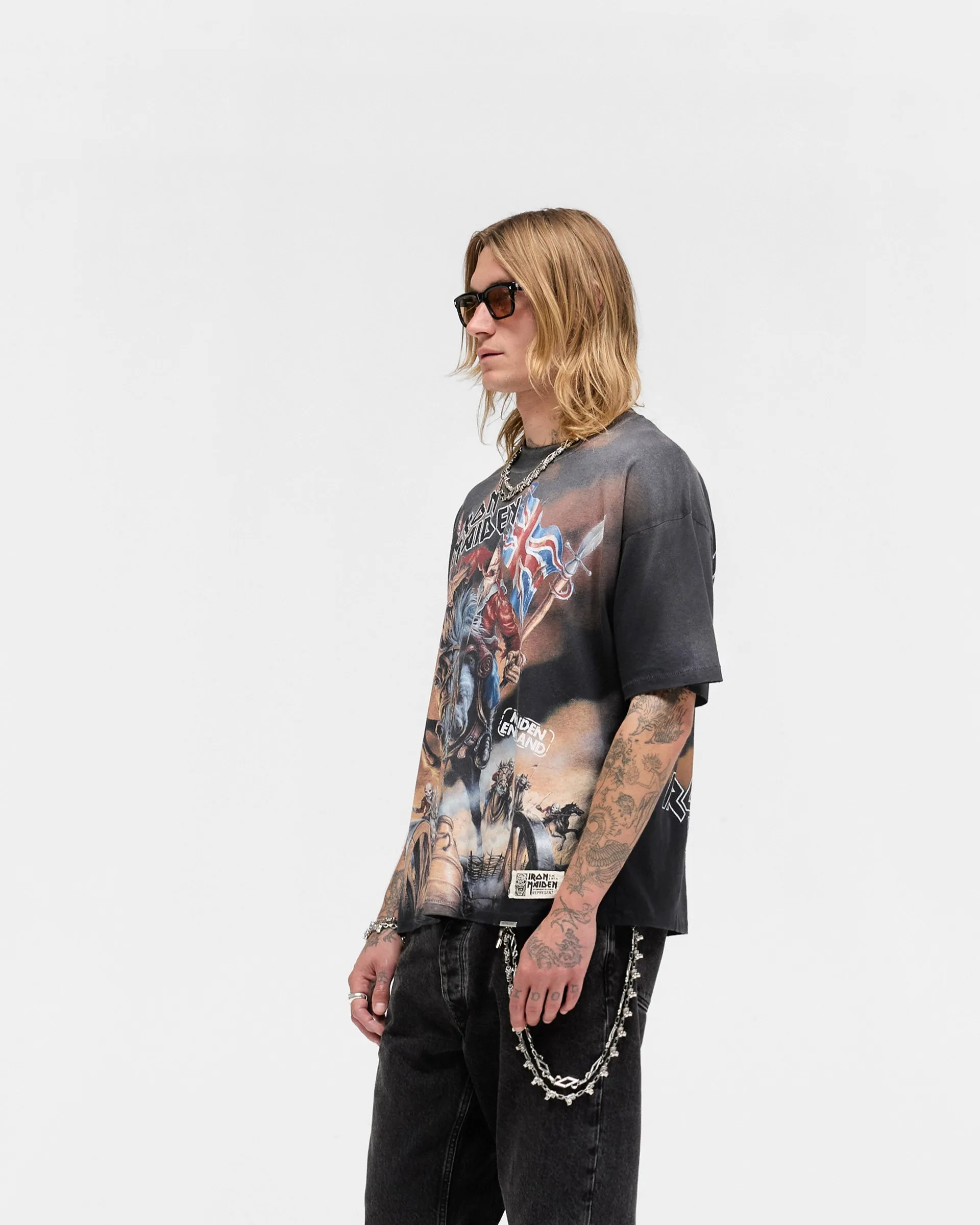 Represent X Iron Maiden Steed T-Shirt - Stained Black sold by Represent product image thumbnail 4