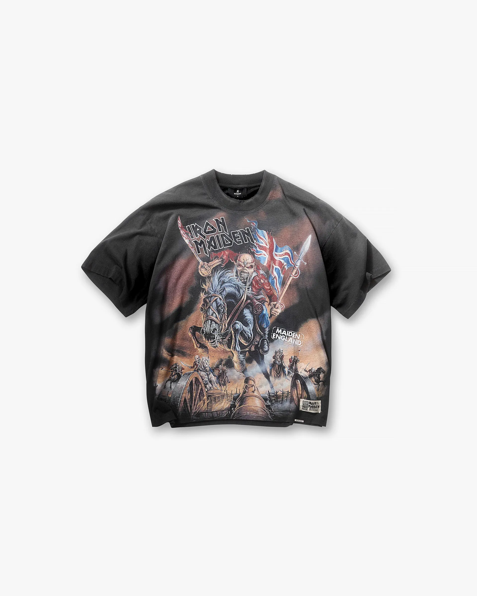 Represent X Iron Maiden Steed T-Shirt - Stained Black sold by Represent