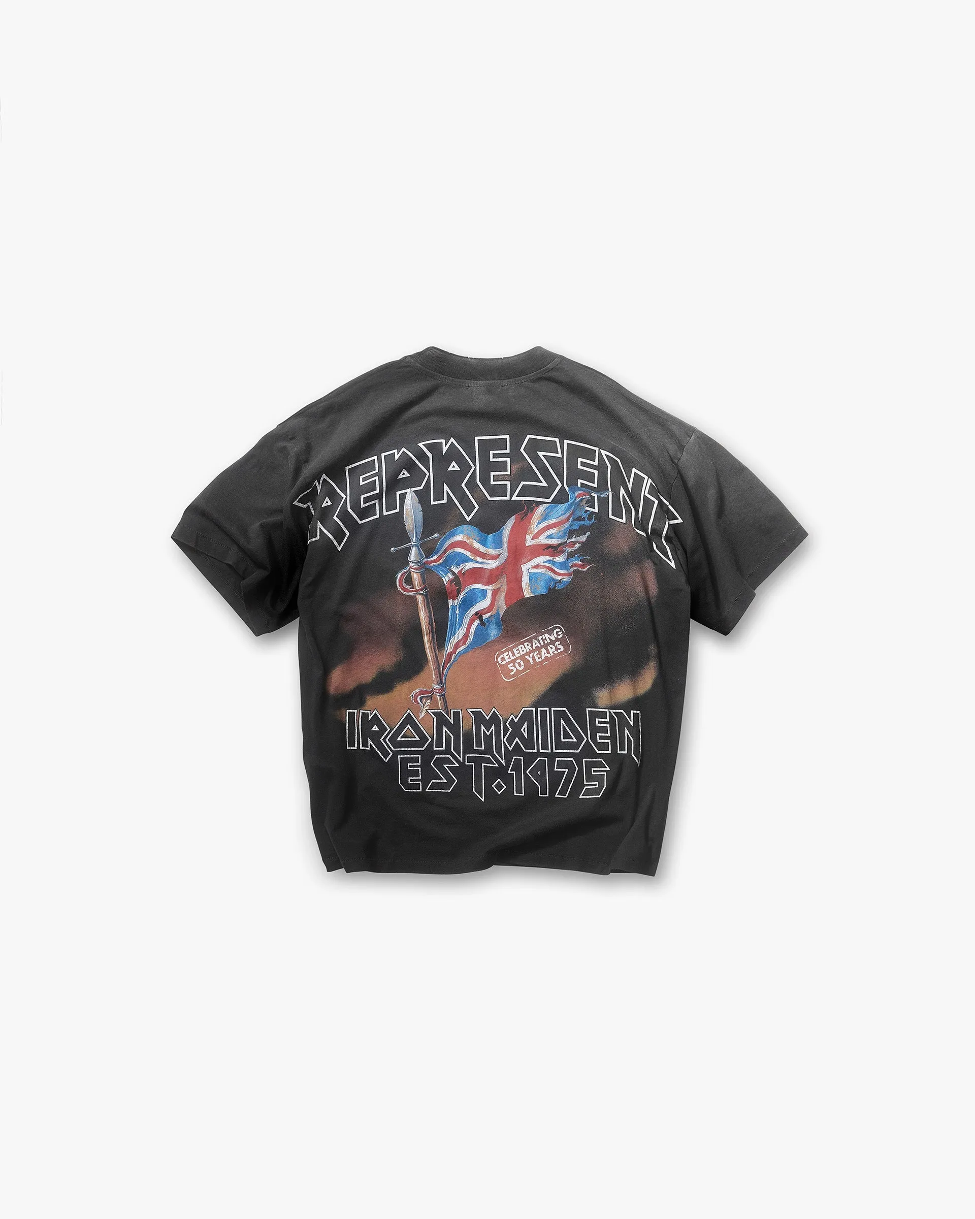 Represent X Iron Maiden Steed T-Shirt - Stained Black sold by Represent product image thumbnail 2