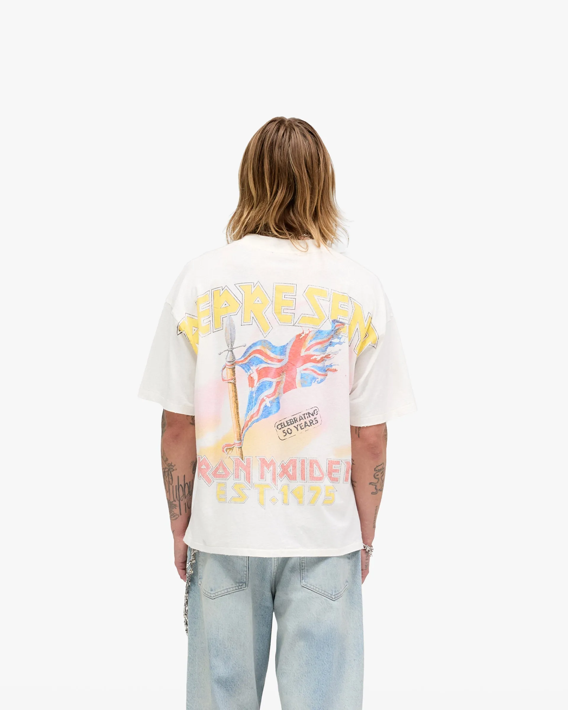 Represent X Iron Maiden Steed T-Shirt - Flat White sold by Represent product image thumbnail 5