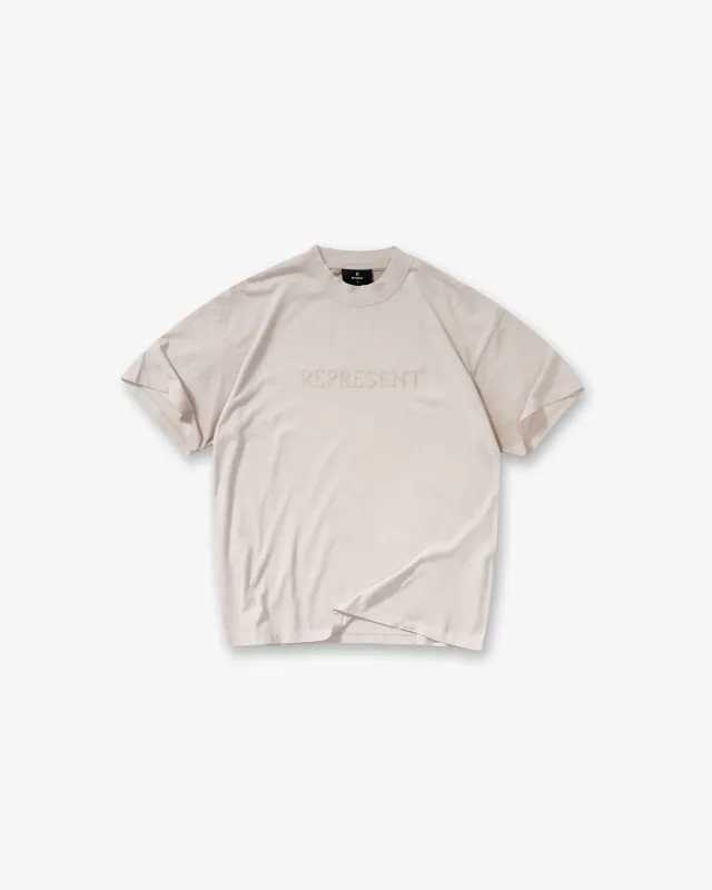 Embroidered Serif Logo T-Shirt - Concrete sold by Represent