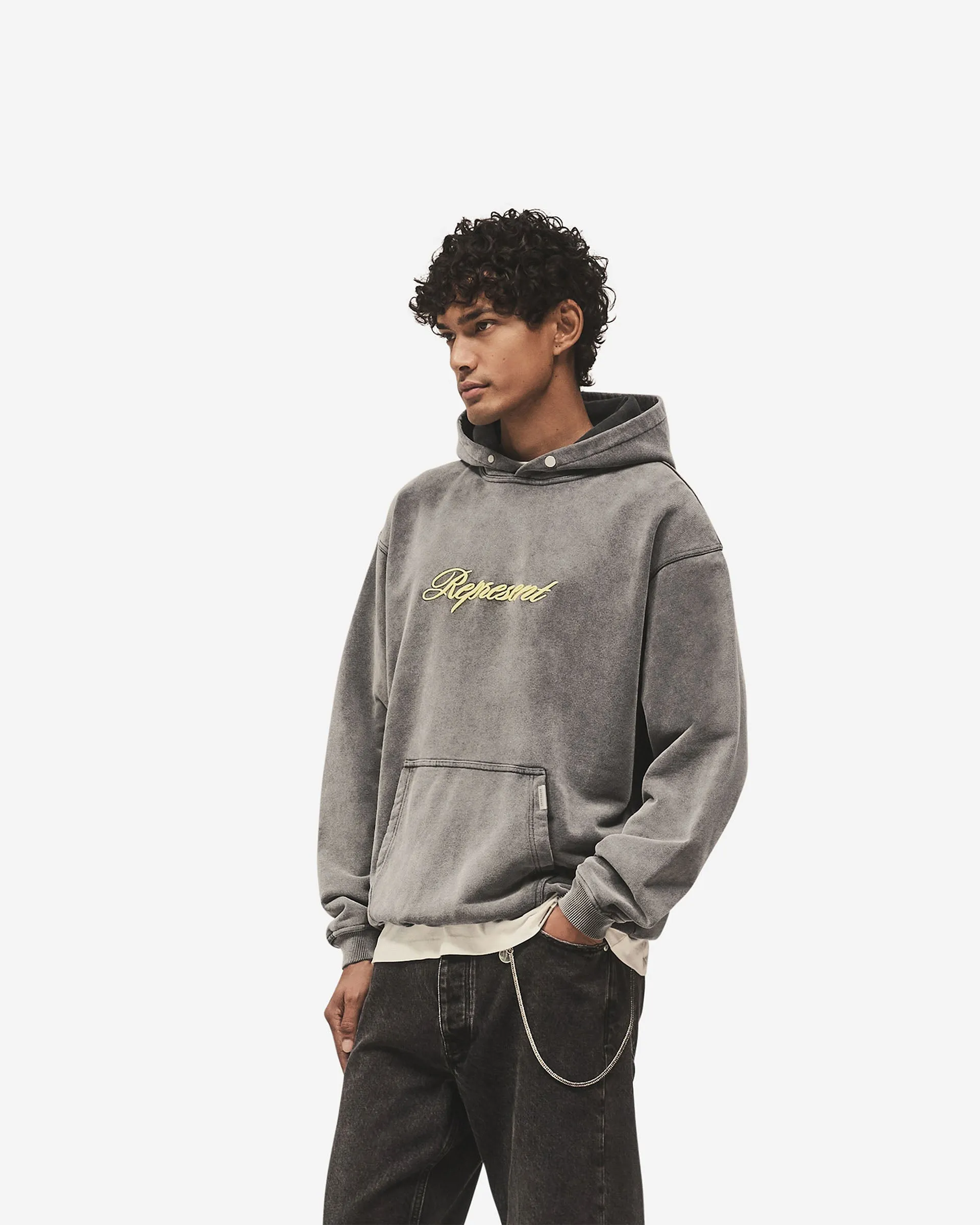 Script Logo Hoodie - Vintage Grey sold by Represent product image thumbnail 2