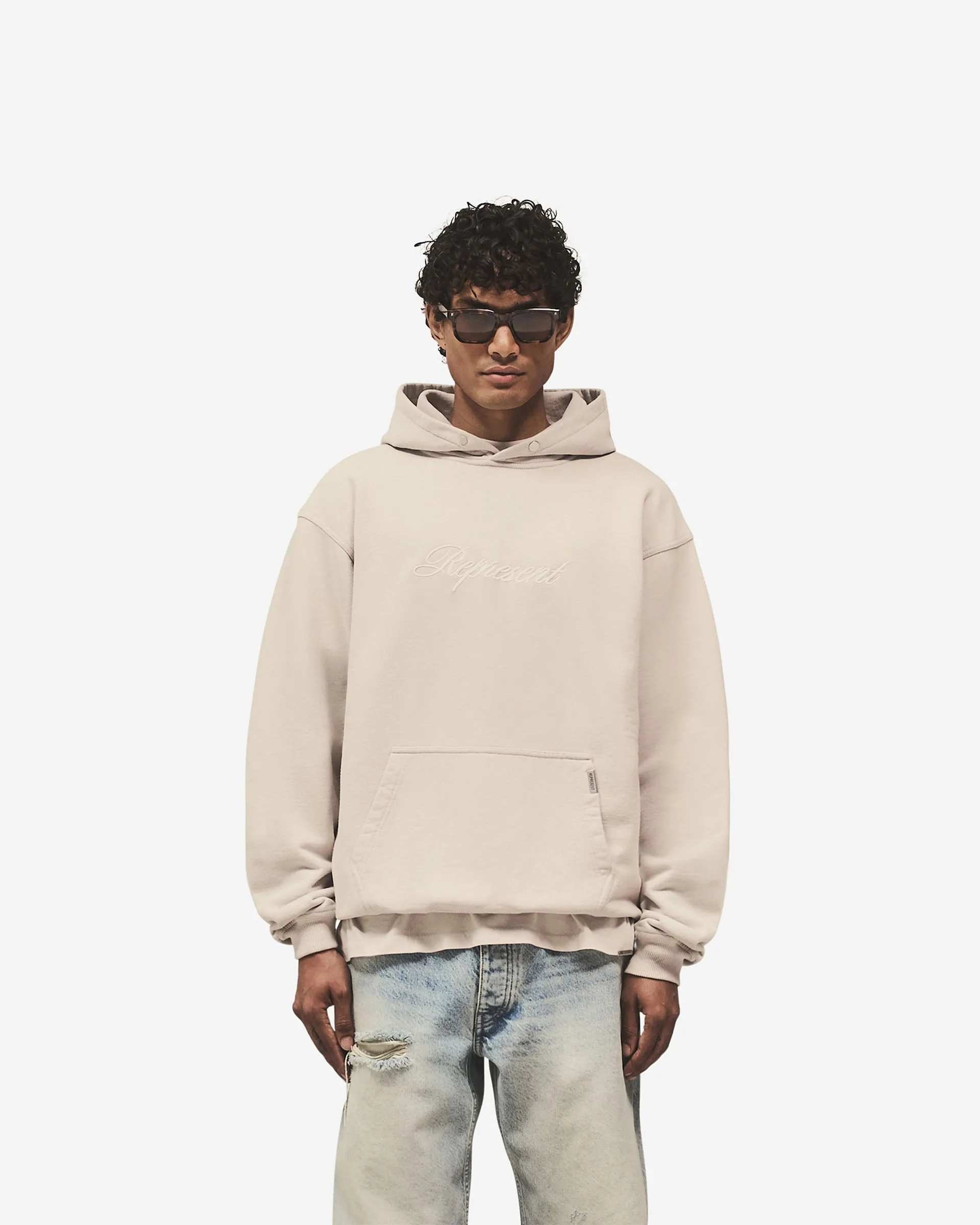 Script Logo Hoodie - Concrete sold by Represent product image thumbnail 4