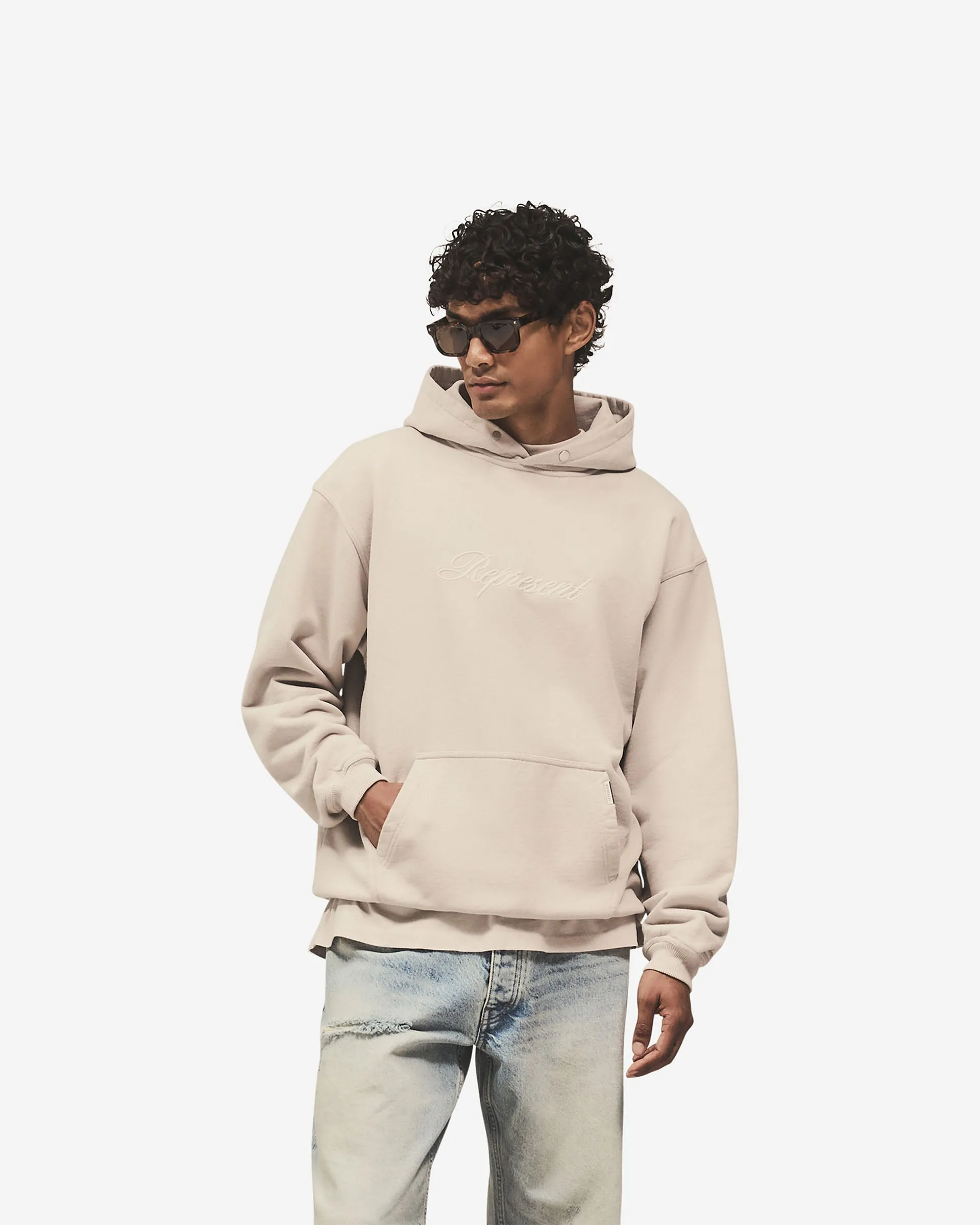 Script Logo Hoodie - Concrete sold by Represent product image thumbnail 3