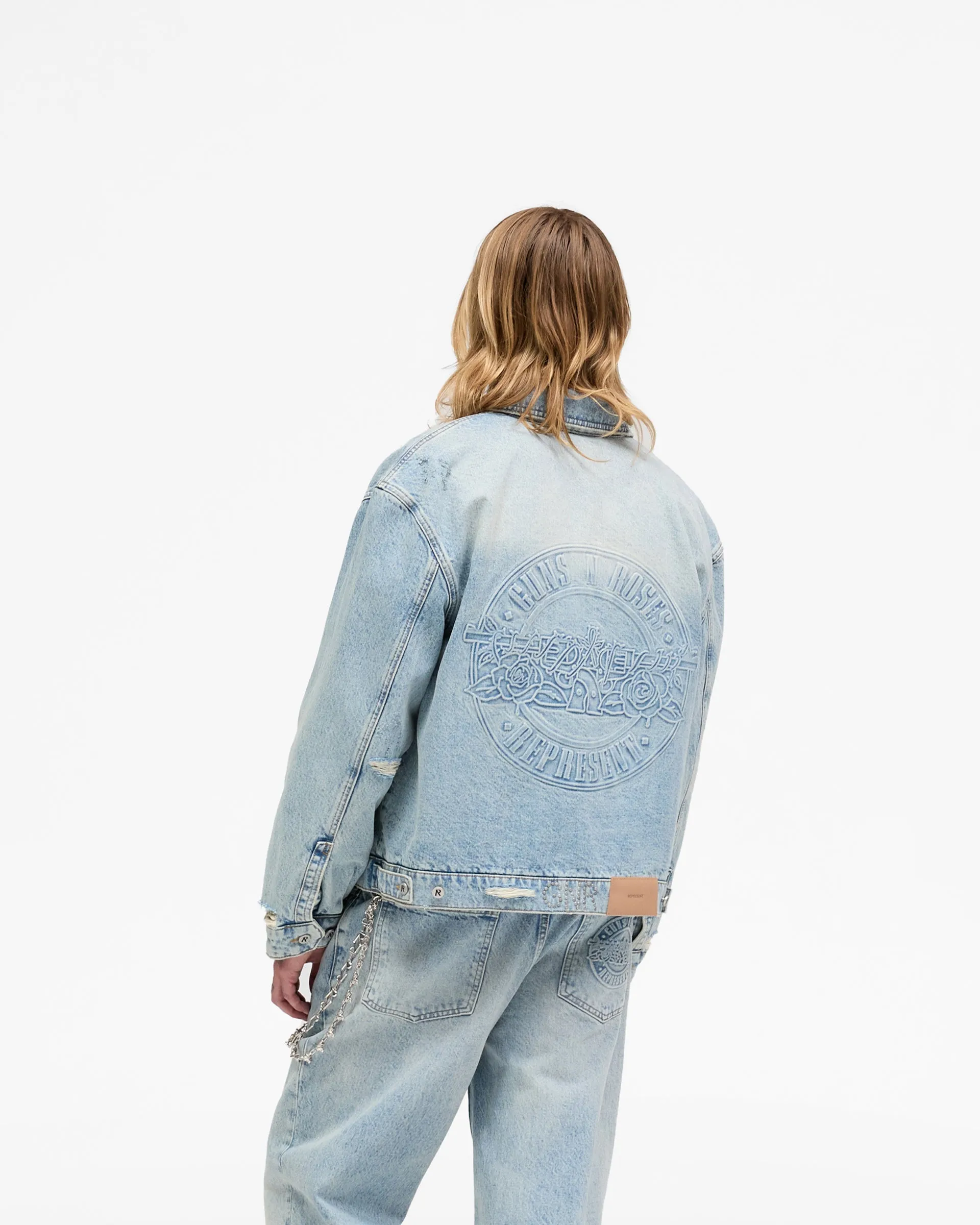 Represent X Guns N' Roses Denim Jacket - Light Vintage Blue sold by Represent product image thumbnail 4