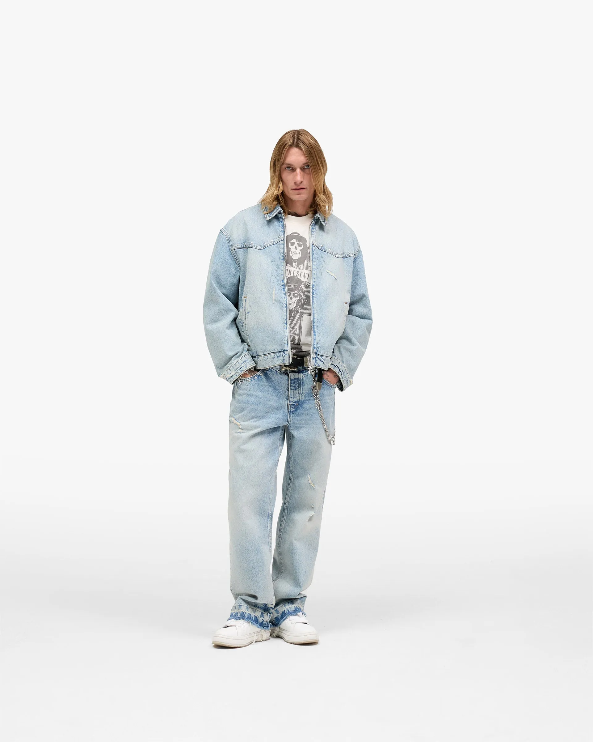 Represent X Guns N' Roses Denim Jacket - Light Vintage Blue sold by Represent product image thumbnail 5