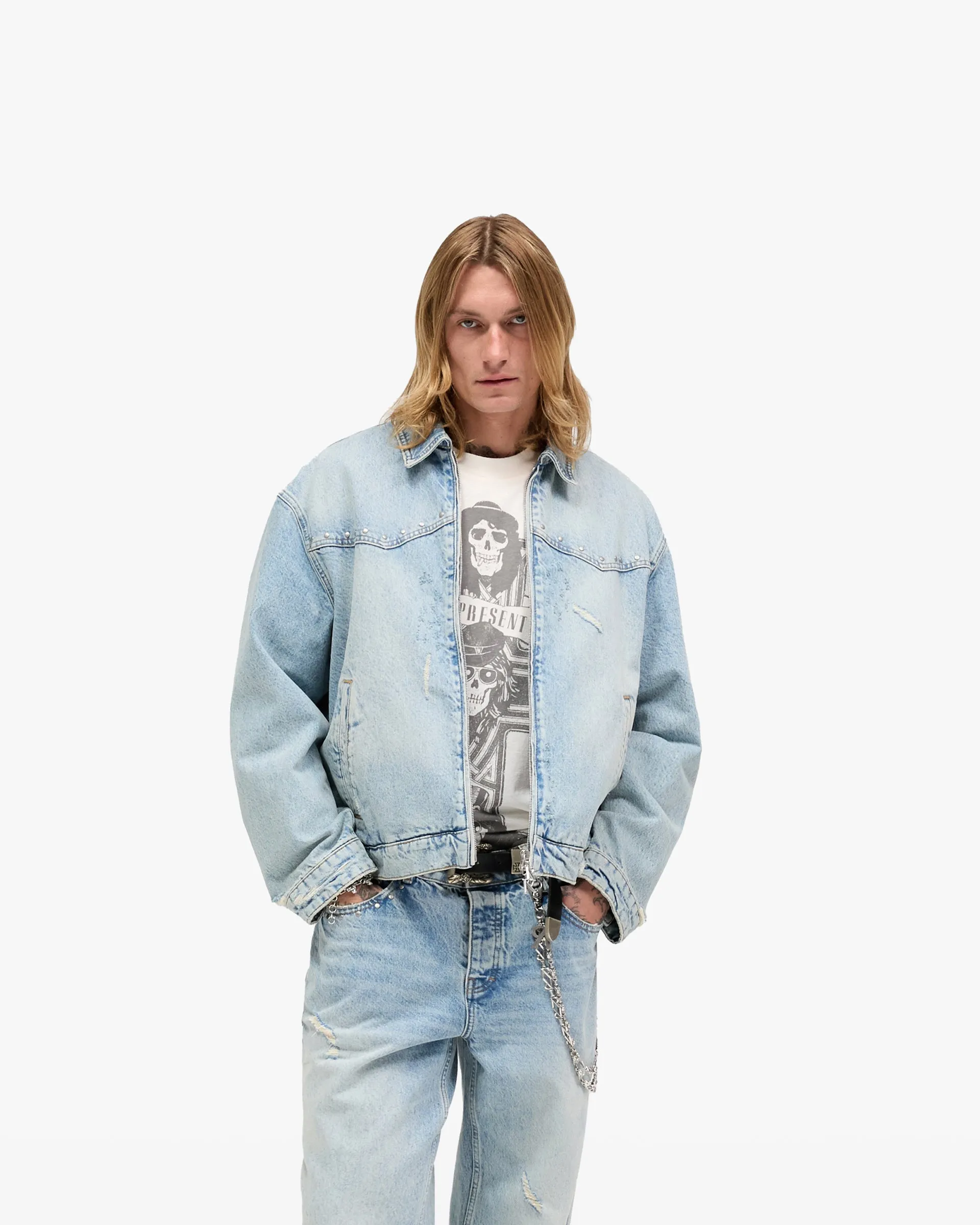 Represent X Guns N' Roses Denim Jacket - Light Vintage Blue sold by Represent product image thumbnail 3