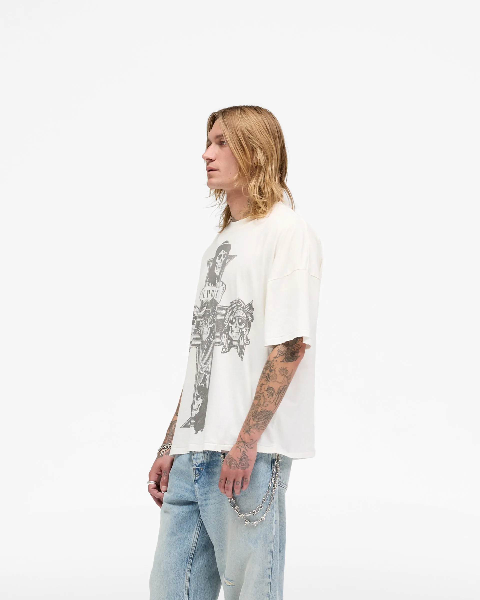 Represent X Guns N' Roses Cross T-Shirt - Washed Ecru sold by Represent product image thumbnail 4