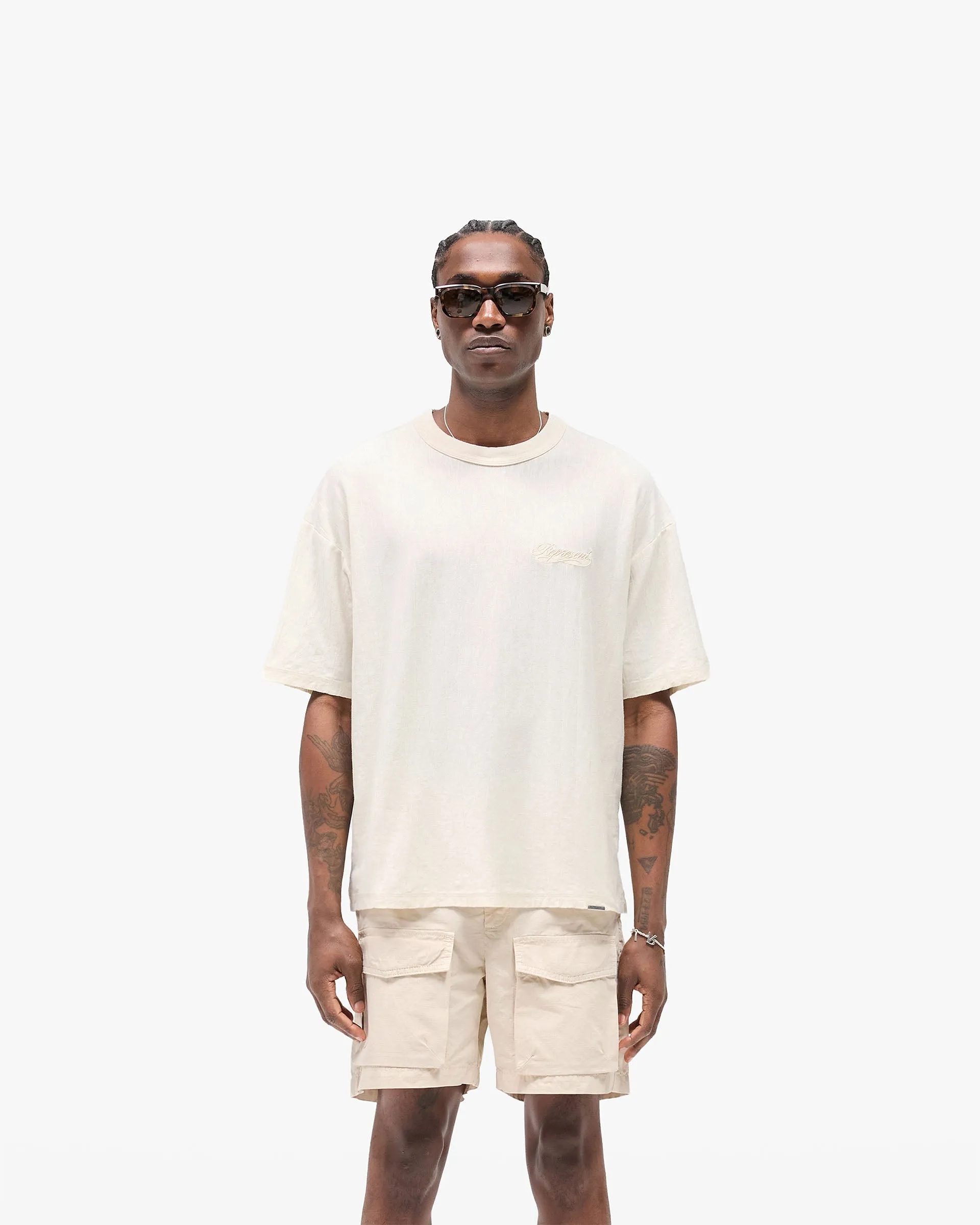 Slub Script T-Shirt - Aged White sold by Represent product image thumbnail 3