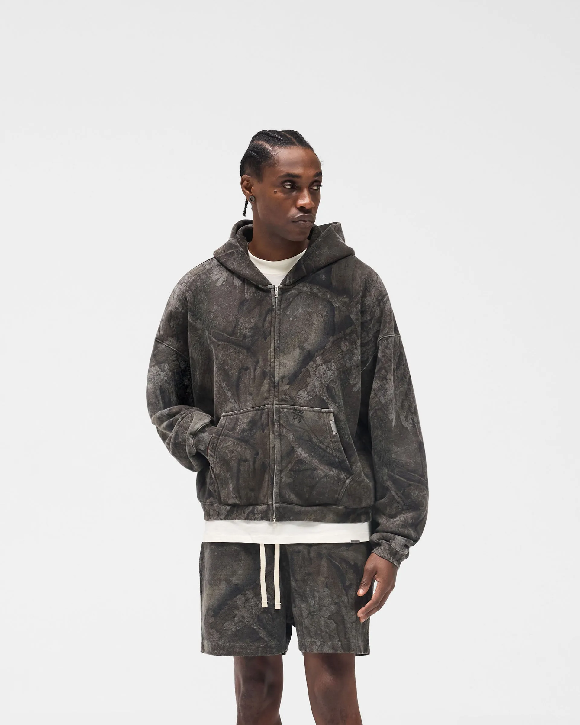 Initial Overdye Realtree® Boxy Zip Through Hoodie - Overdyed Black sold by Represent product image thumbnail 2