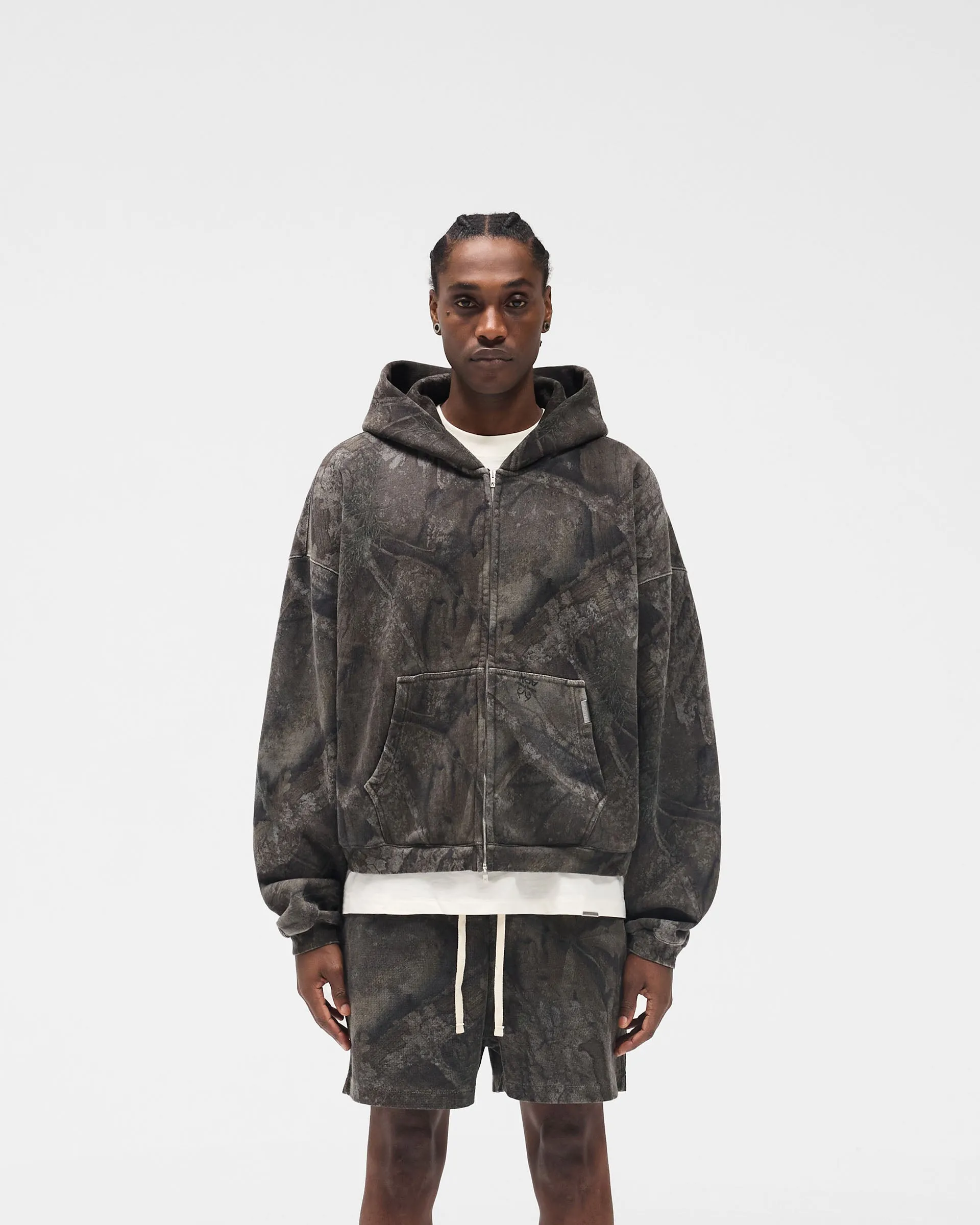 Initial Overdye Realtree® Boxy Zip Through Hoodie - Overdyed Black sold by Represent product image thumbnail 3