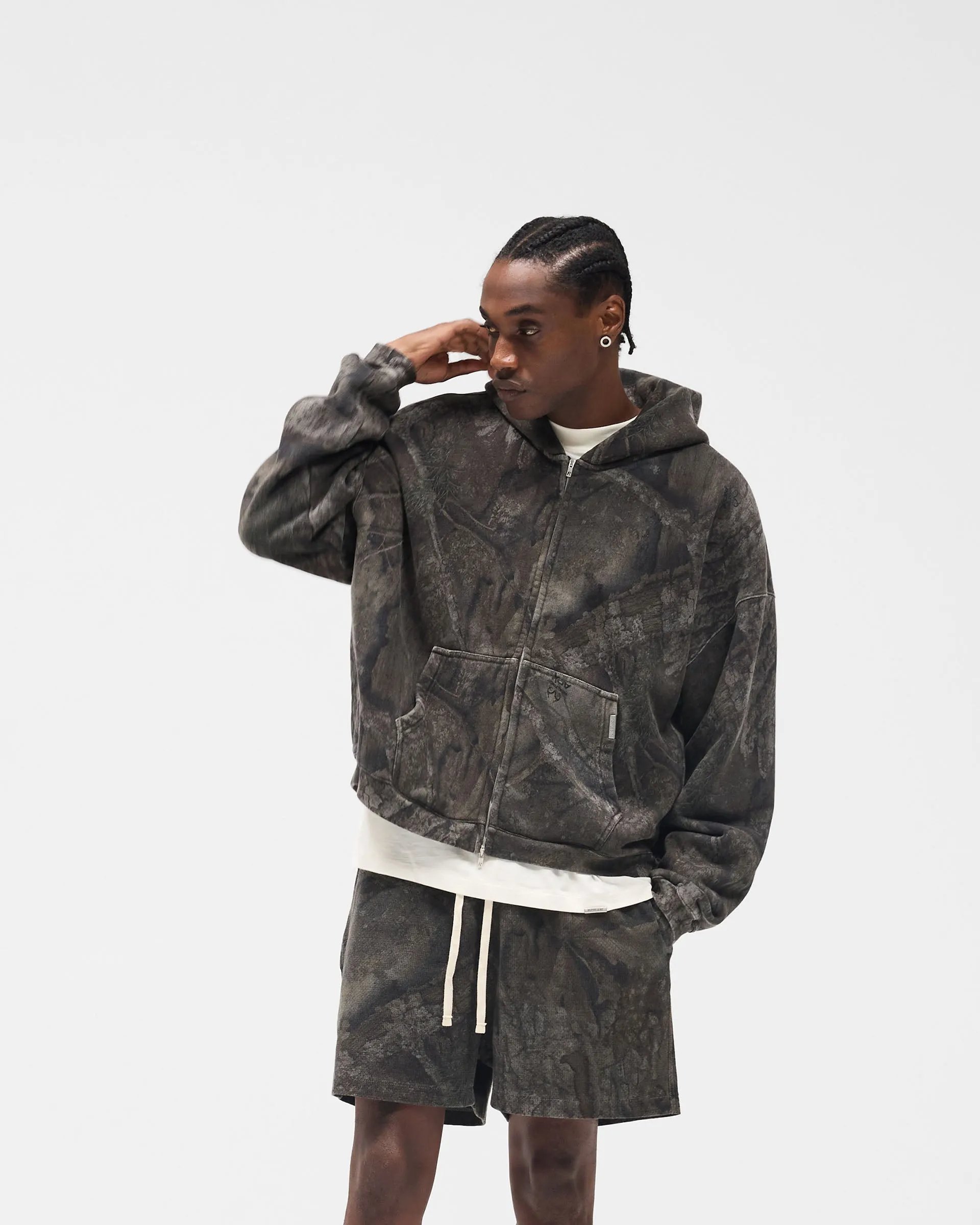 Initial Overdye Realtree® Boxy Zip Through Hoodie - Overdyed Black sold by Represent product image thumbnail 4