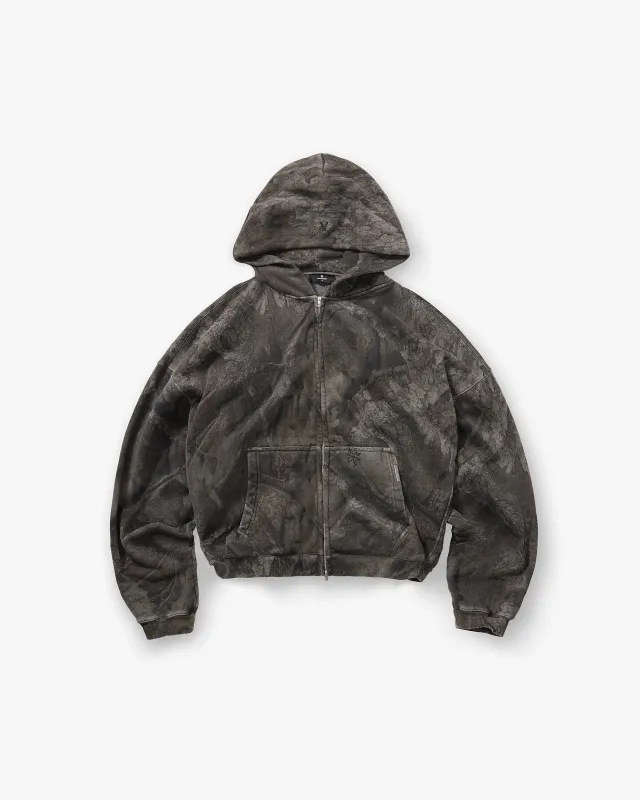 Initial Overdye Realtree® Boxy Zip Through Hoodie - Overdyed Black sold by Represent