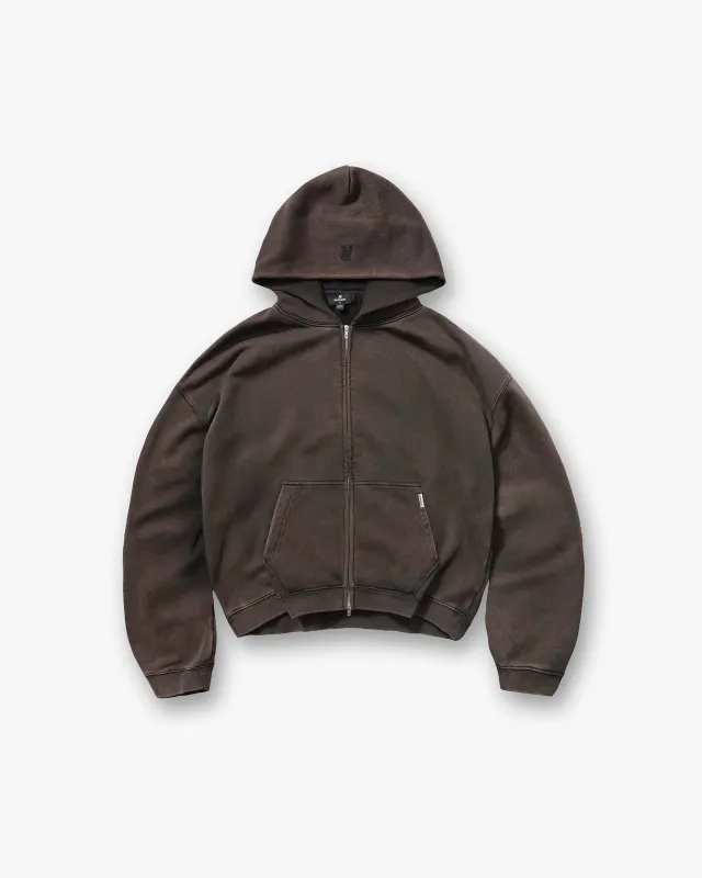 Initial Boxy Zip Through Hoodie - Coffee sold by Represent
