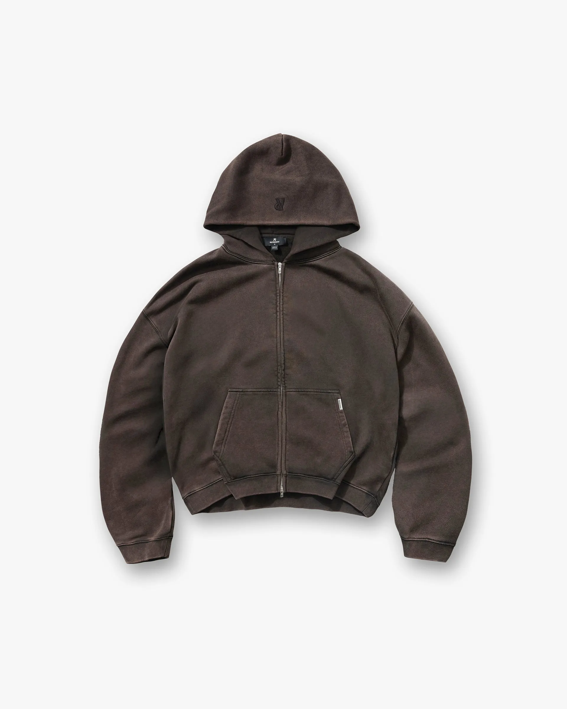 Initial Boxy Zip Through Hoodie - Coffee sold by Represent