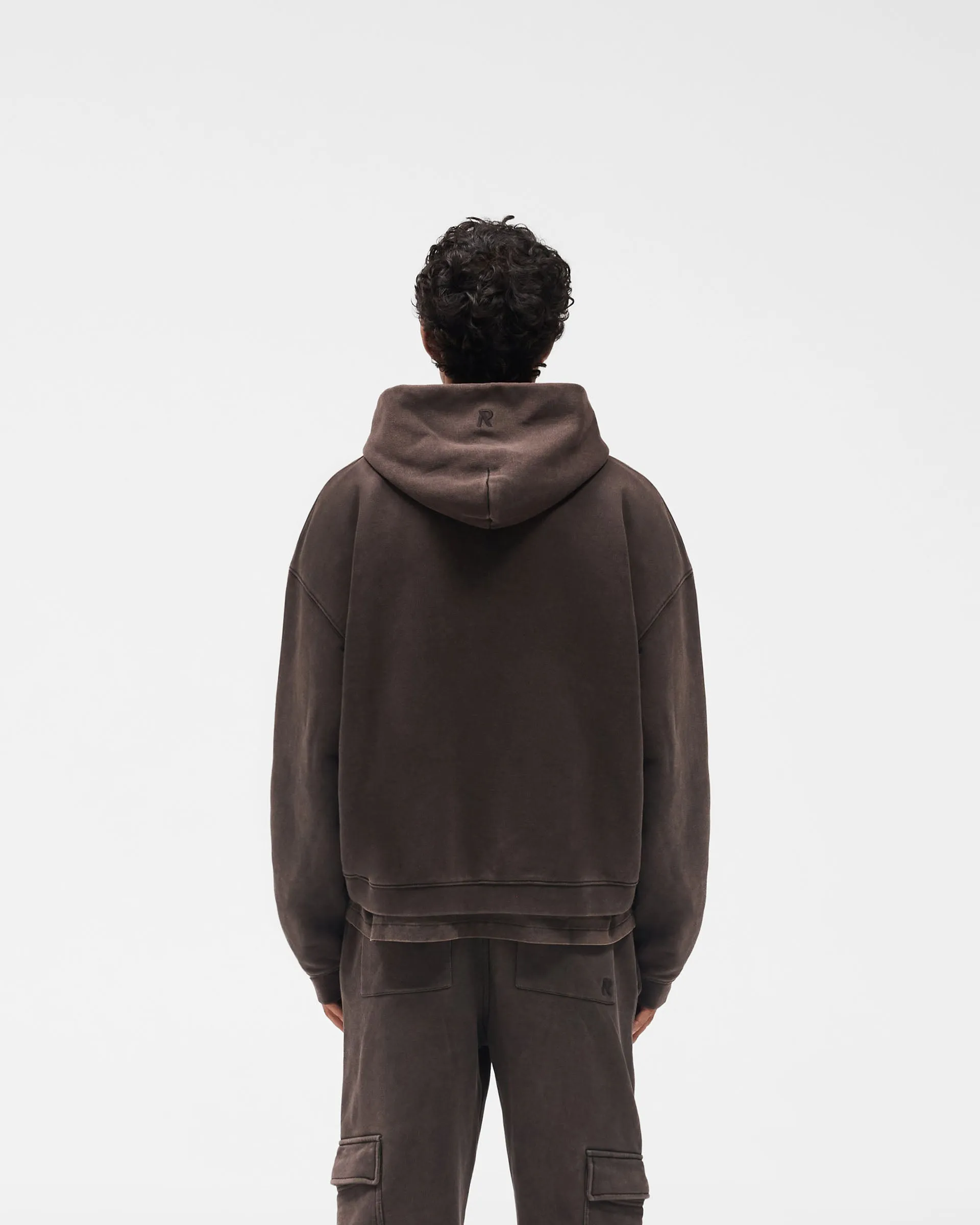 Initial Boxy Zip Through Hoodie - Coffee sold by Represent product image thumbnail 5