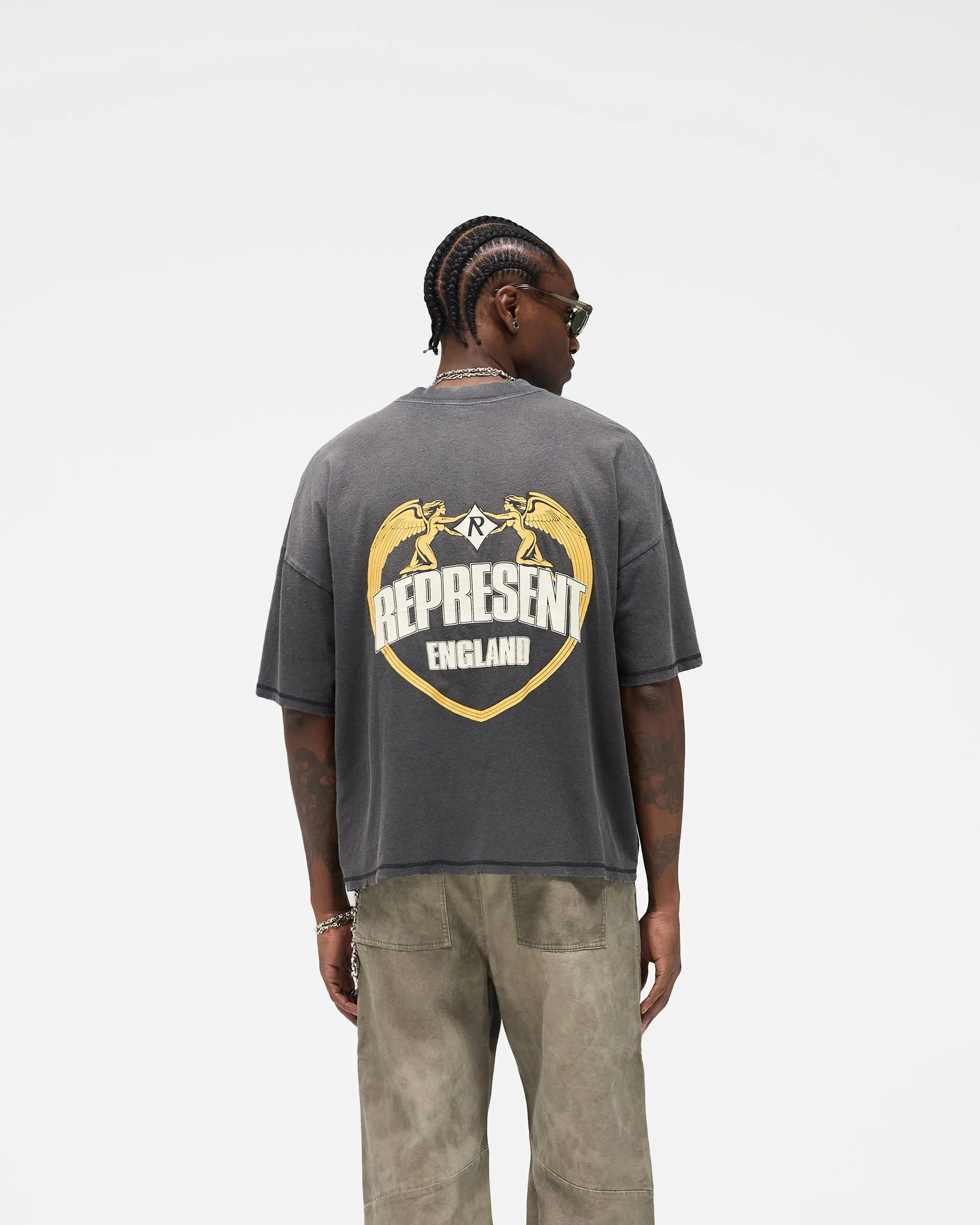 Angel Border T-Shirt - Stained Black sold by Represent product image thumbnail 5