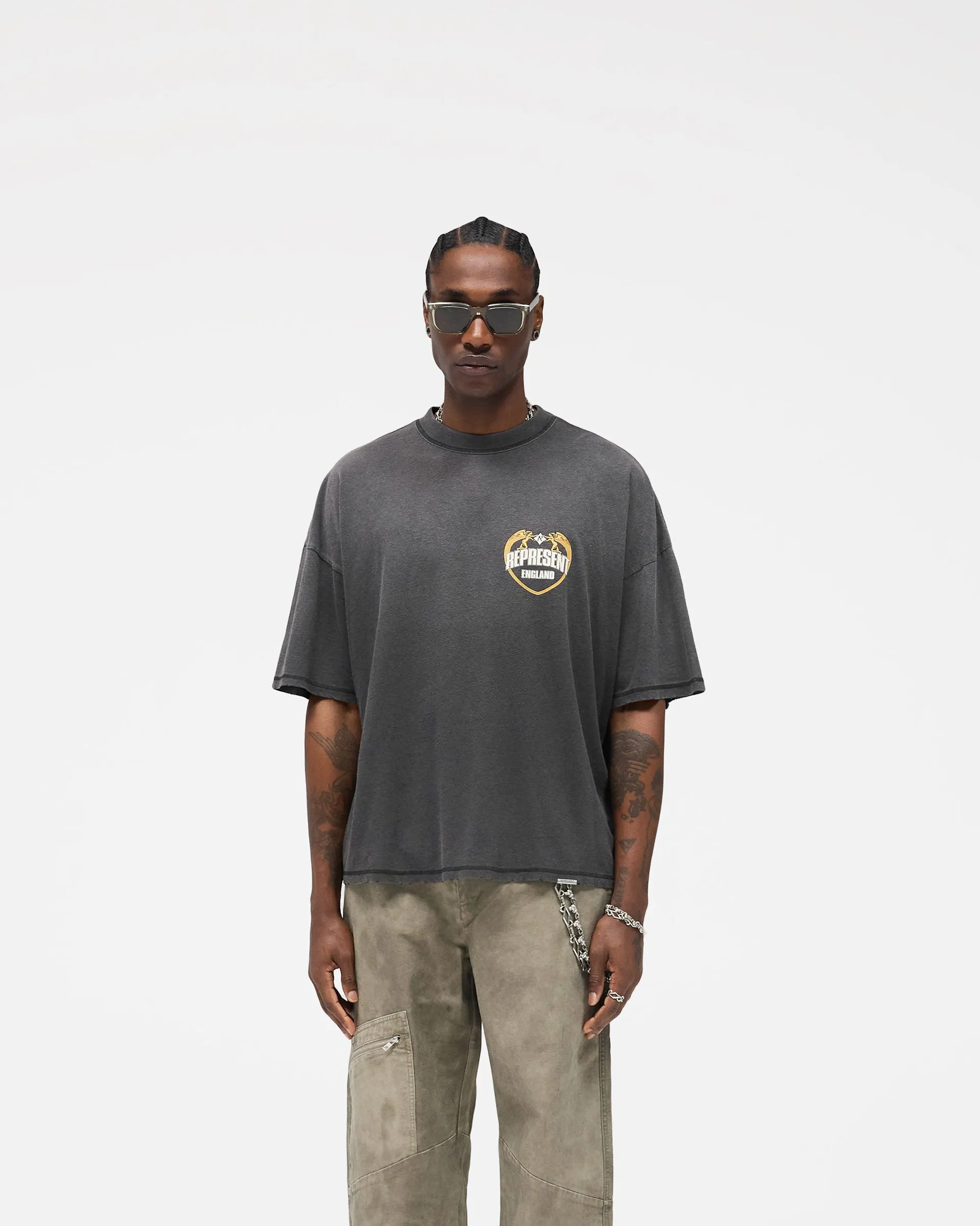 Angel Border T-Shirt - Stained Black sold by Represent product image thumbnail 3