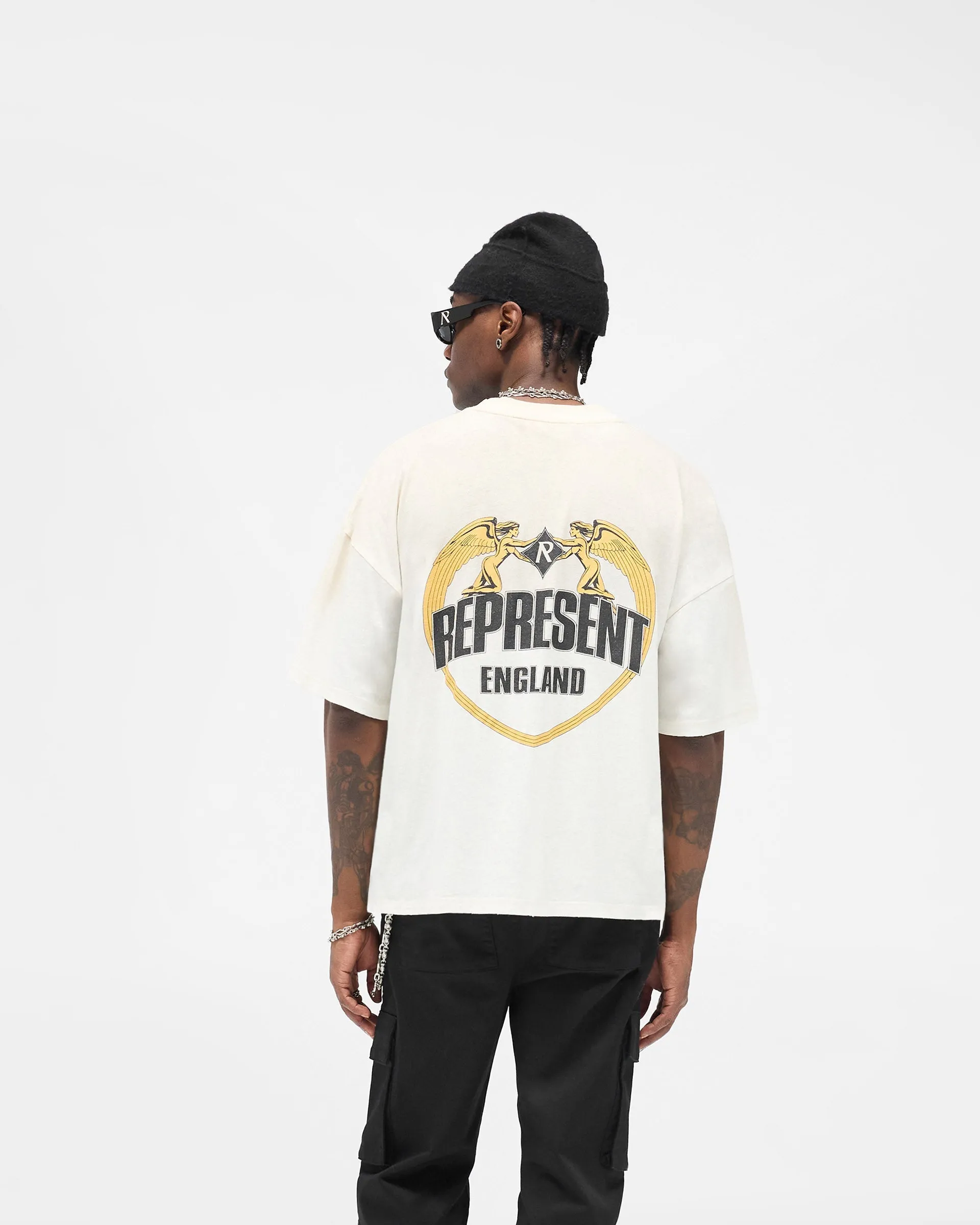 Angel Border T-Shirt - Washed Ecru sold by Represent product image thumbnail 5