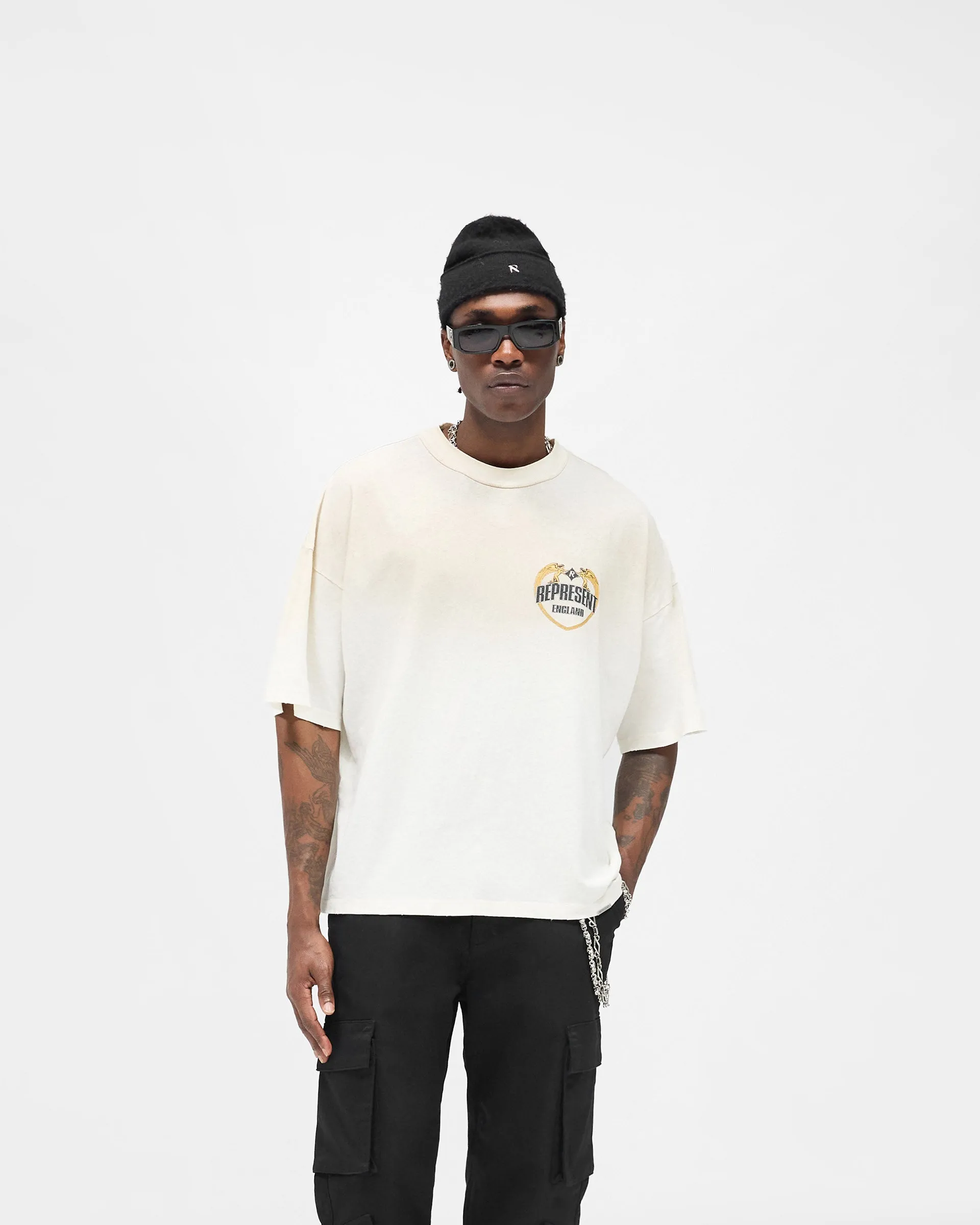 Angel Border T-Shirt - Washed Ecru sold by Represent product image thumbnail 3