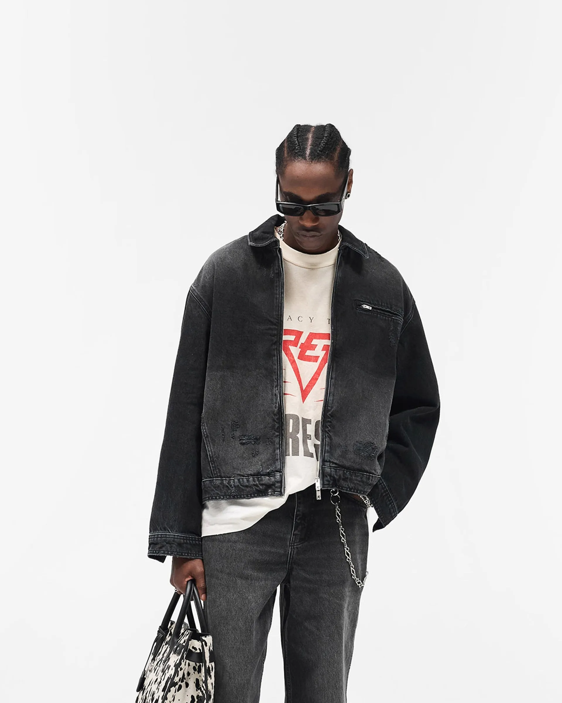 Collared Denim Jacket - Aged Black sold by Represent product image thumbnail 5