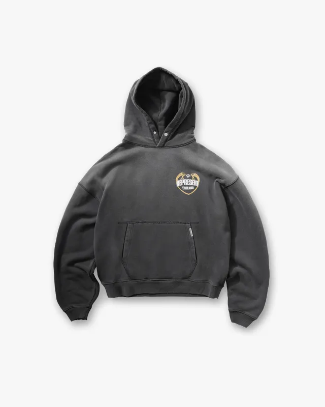 Represent Angel Border Hoodie - Stained Black sold by Represent