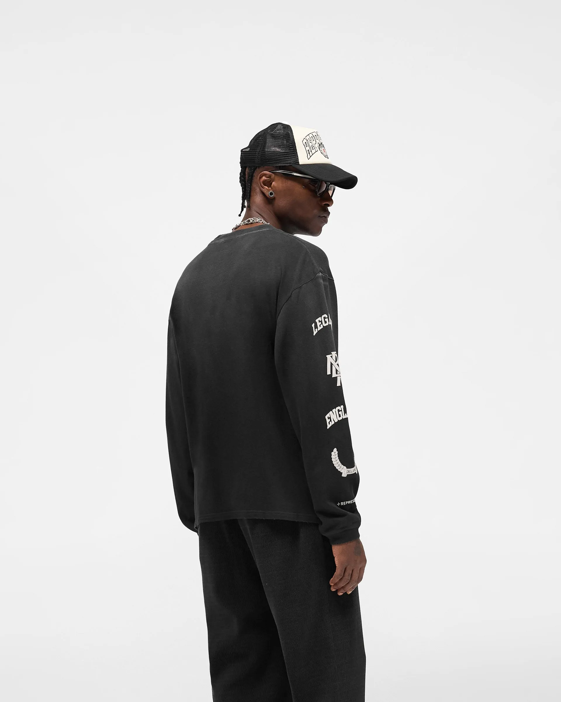 Legacy Crest Long Sleeve T-Shirt - Stained Black sold by Represent product image thumbnail 4