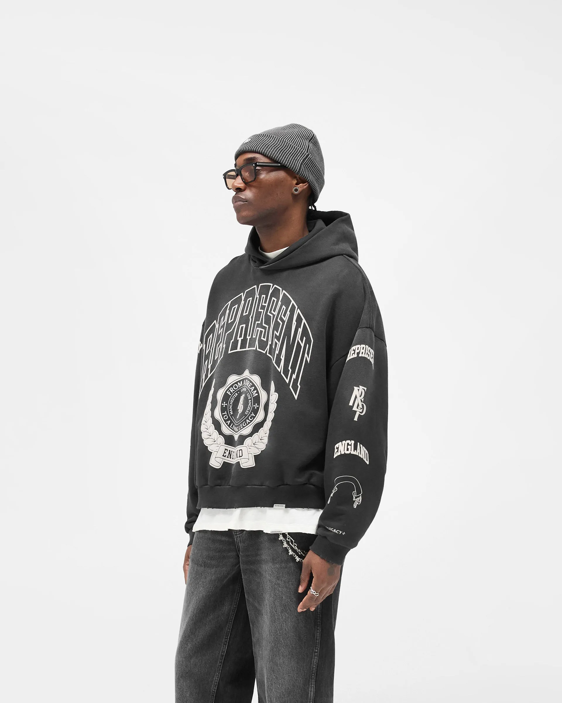 Represent Legacy Crest Hoodie - Stained Black sold by Represent product image thumbnail 2
